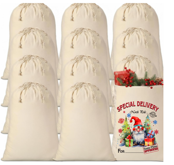 Canvas Drawstring - Santa Sacks - SublimationBlank