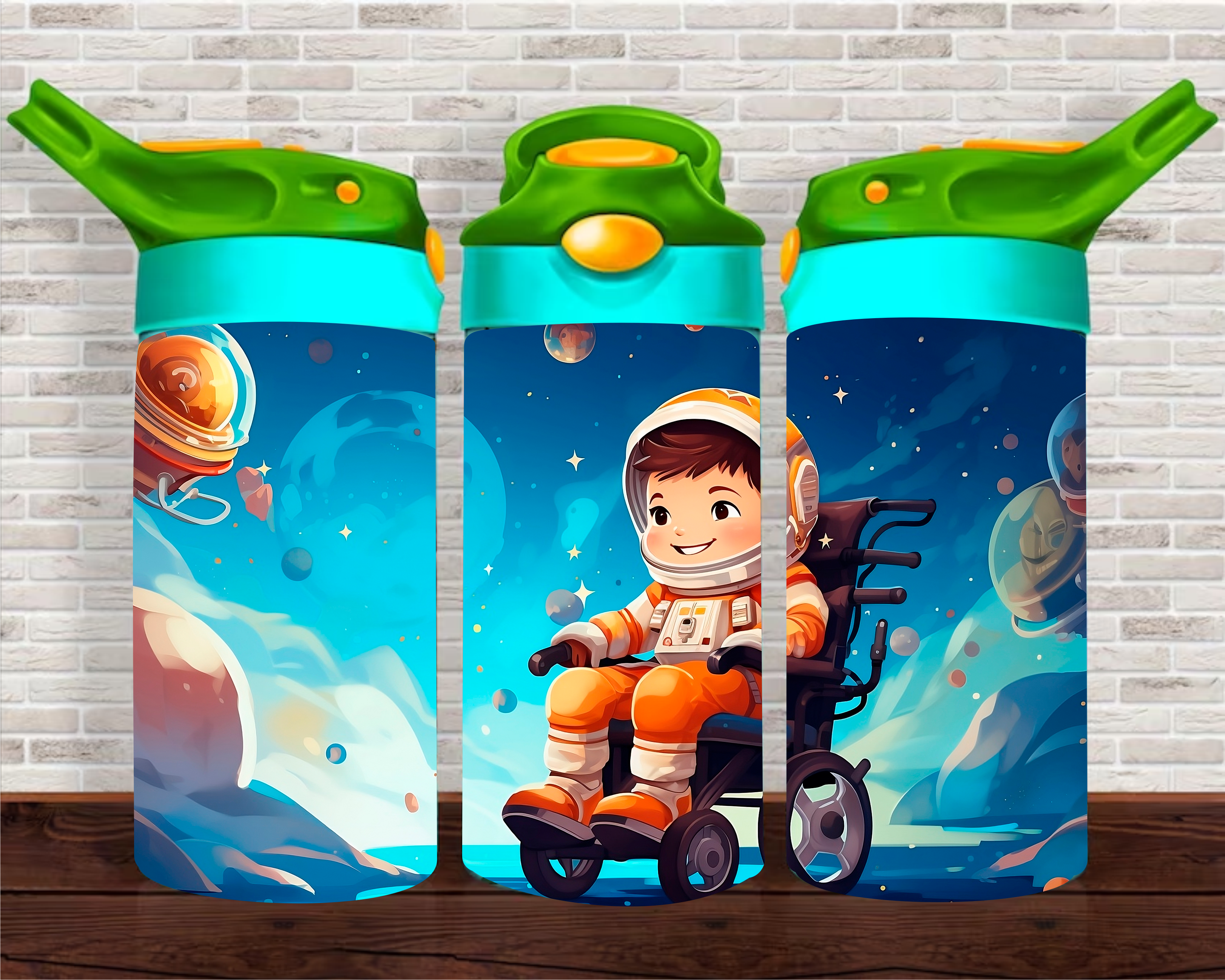 Astronaut Boy In Wheelchair - 12 oz Tumbler Wrap Sublimation Transfers