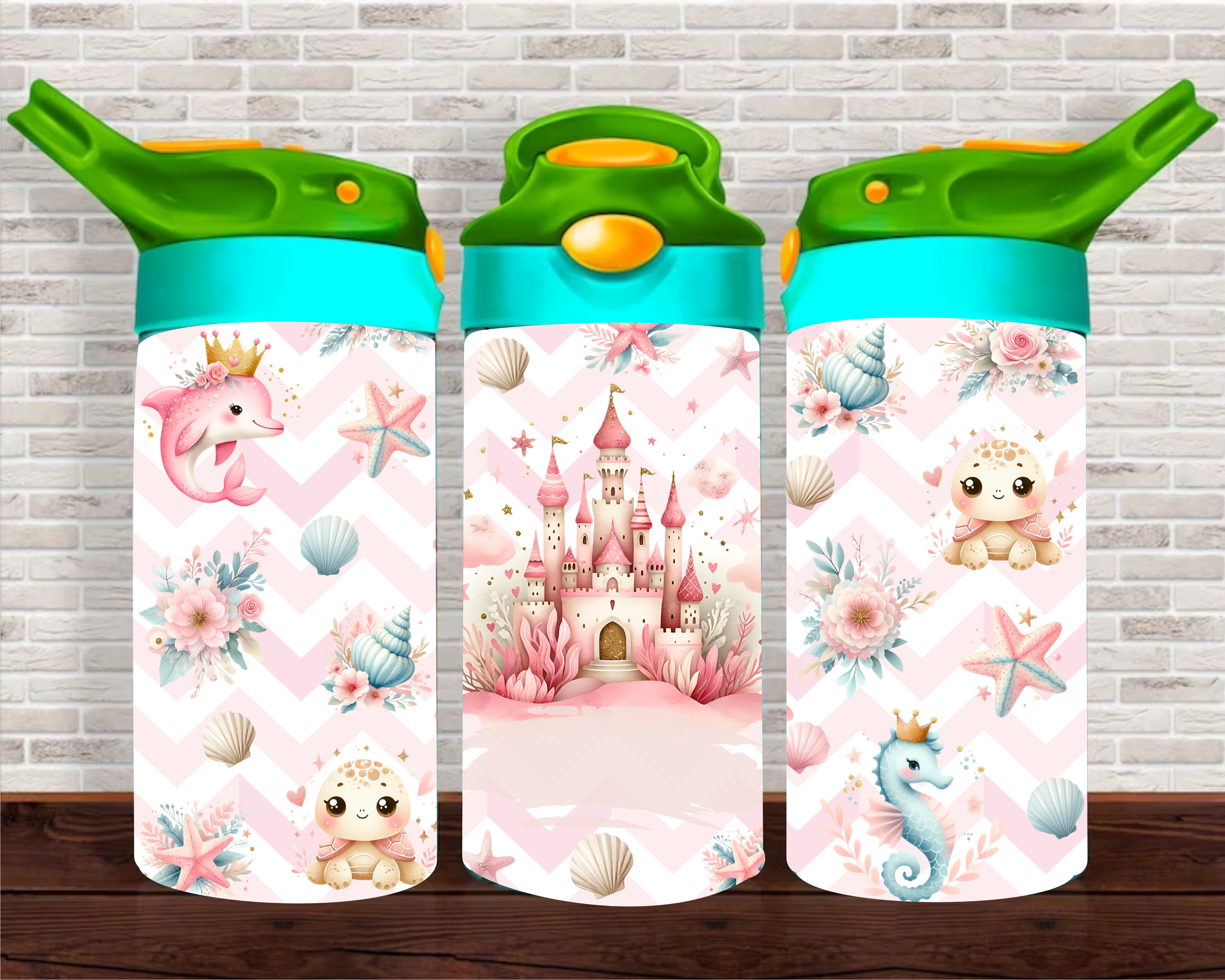 Castle & Sea Animals - 12 oz Tumbler Wrap Sublimation Transfers