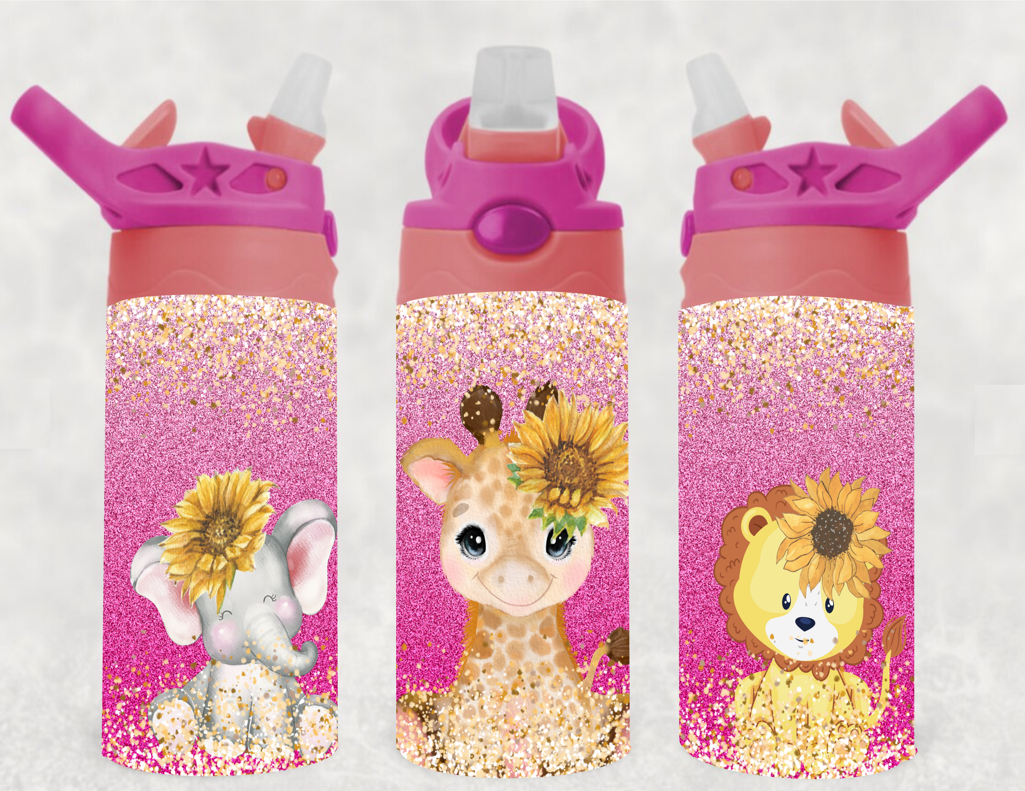 Giraffe Elephant & Lion - 12 oz Tumbler Wrap Sublimation Transfers