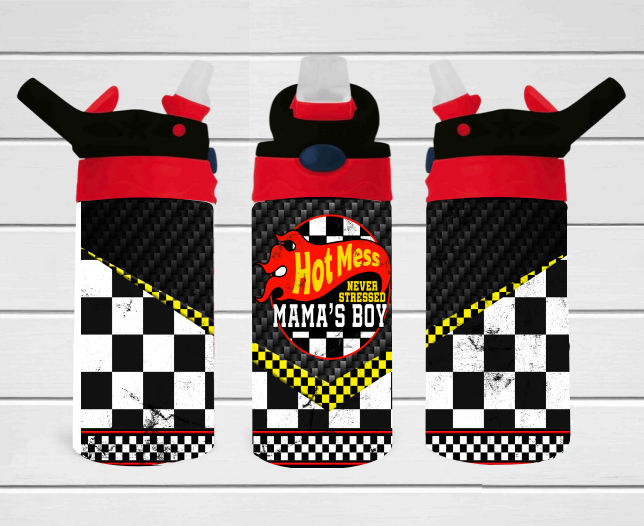 Mama's Boy Hot Mess - 12 oz Tumbler Wrap - Vinyl Transfers