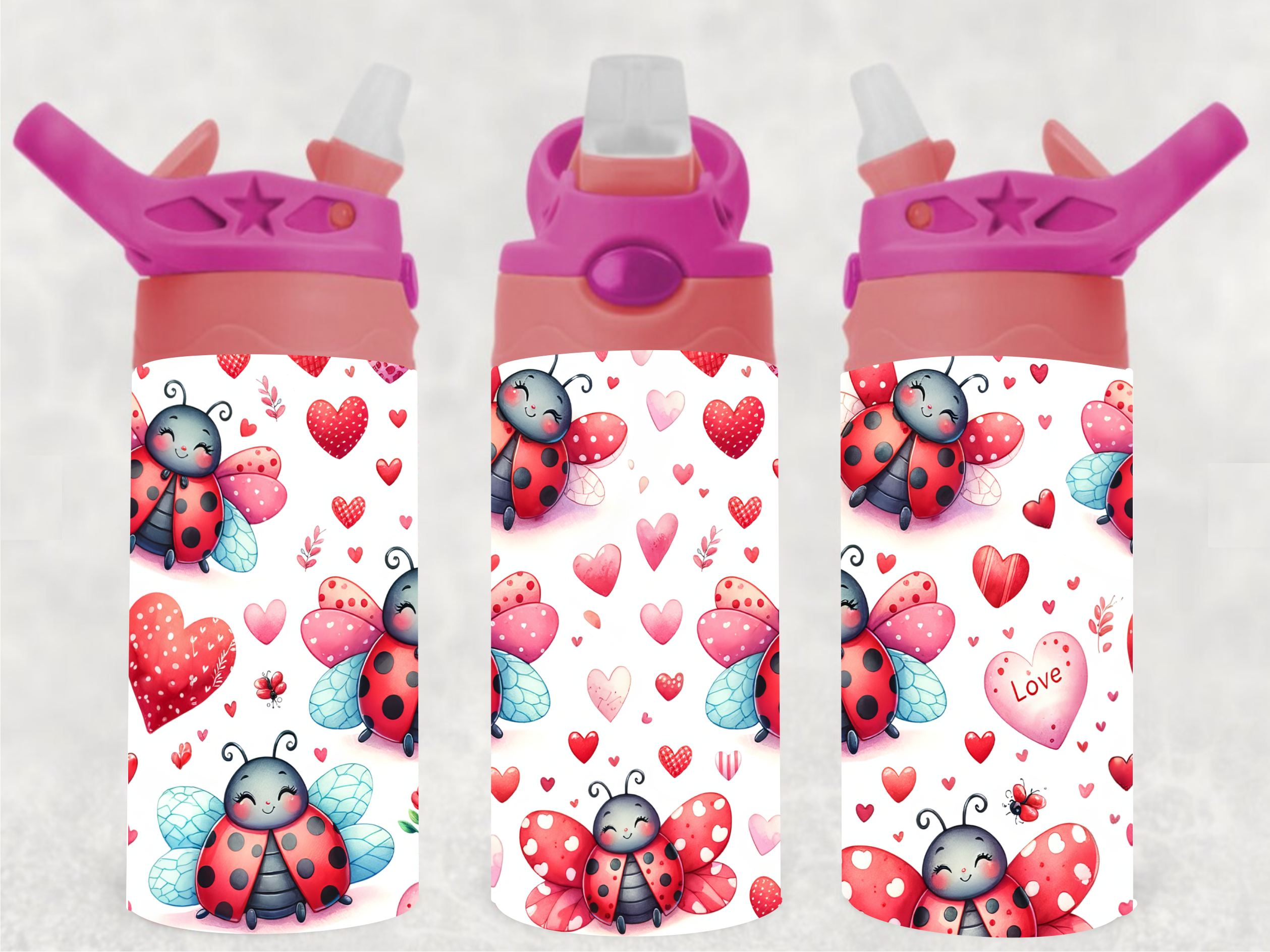 Ladybugs & Hearts - 12 oz Tumbler Wrap Sublimation Transfers