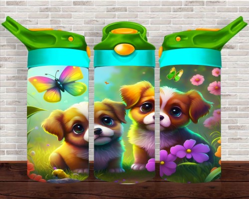 Cute Puppies - 12 oz Tumbler Wrap - Vinyl Transfers