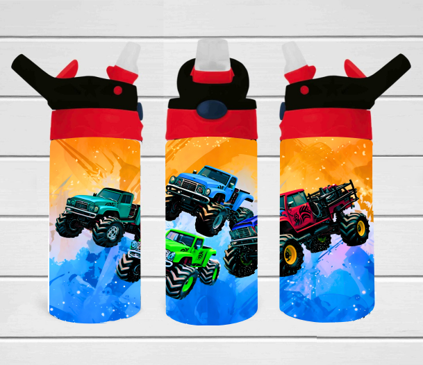 Monster Trucks - 12 oz Tumbler Wrap - Vinyl Transfers