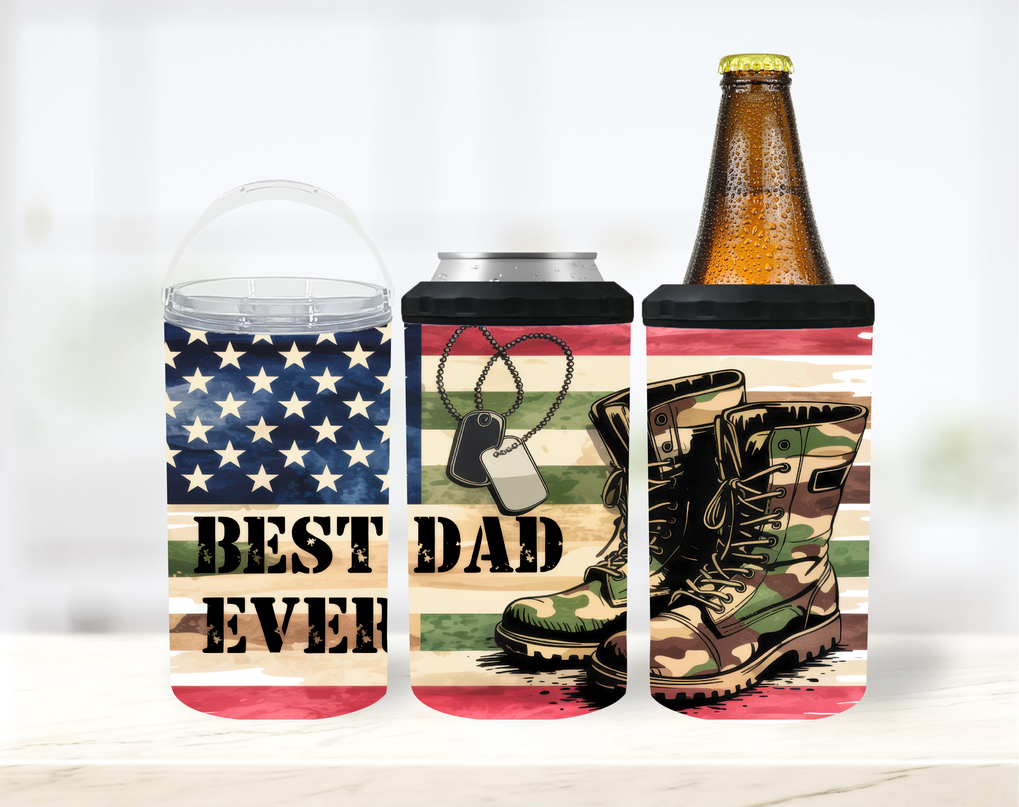 Best Dad Ever - 12 oz Can Holders & Slap Wrap - Sublimation Transfers