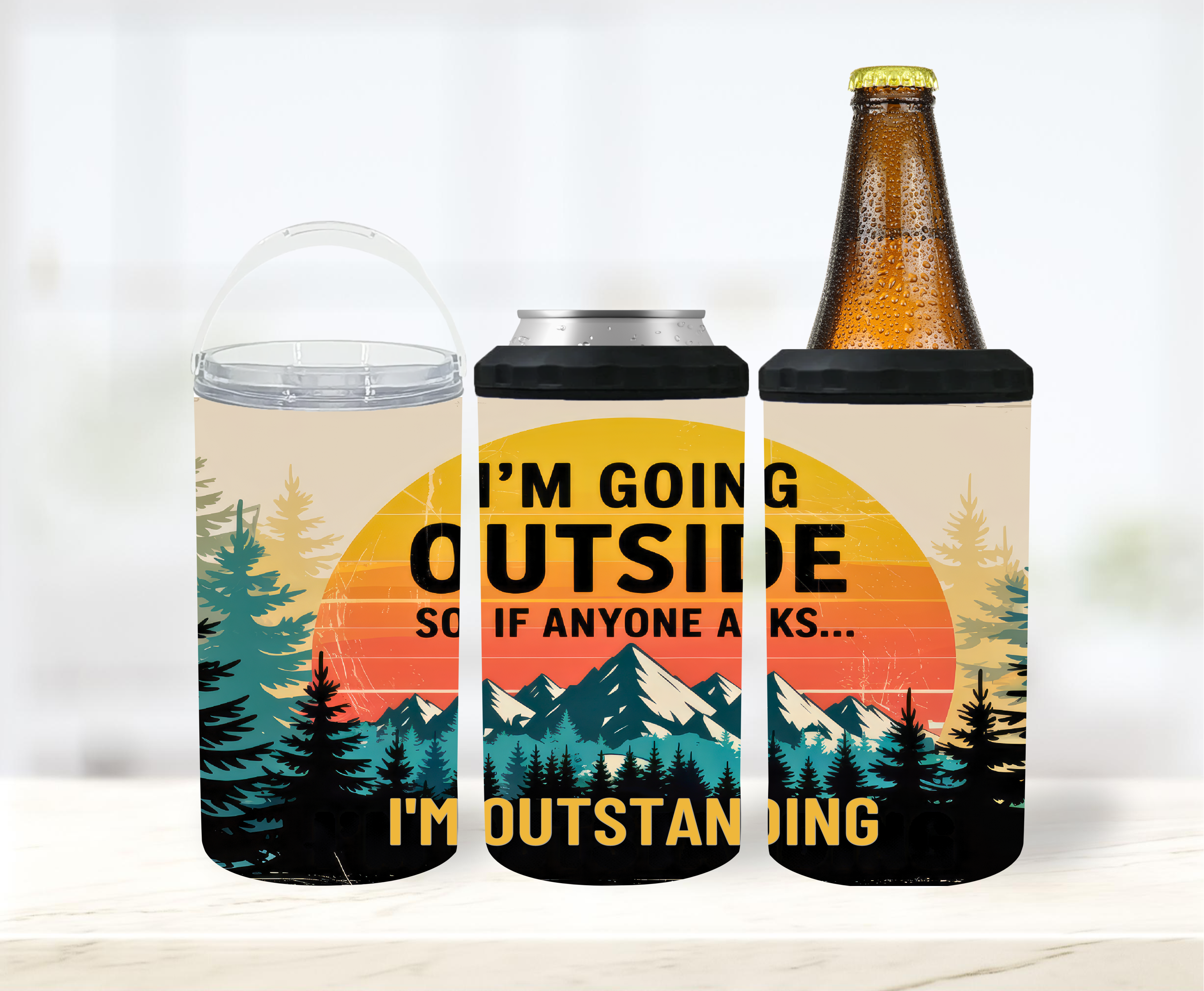I'm Going Outside So If Anyone Asks, I'm Outstanding - 12 oz Can Holders & Slap Wrap - Sublimation Transfers