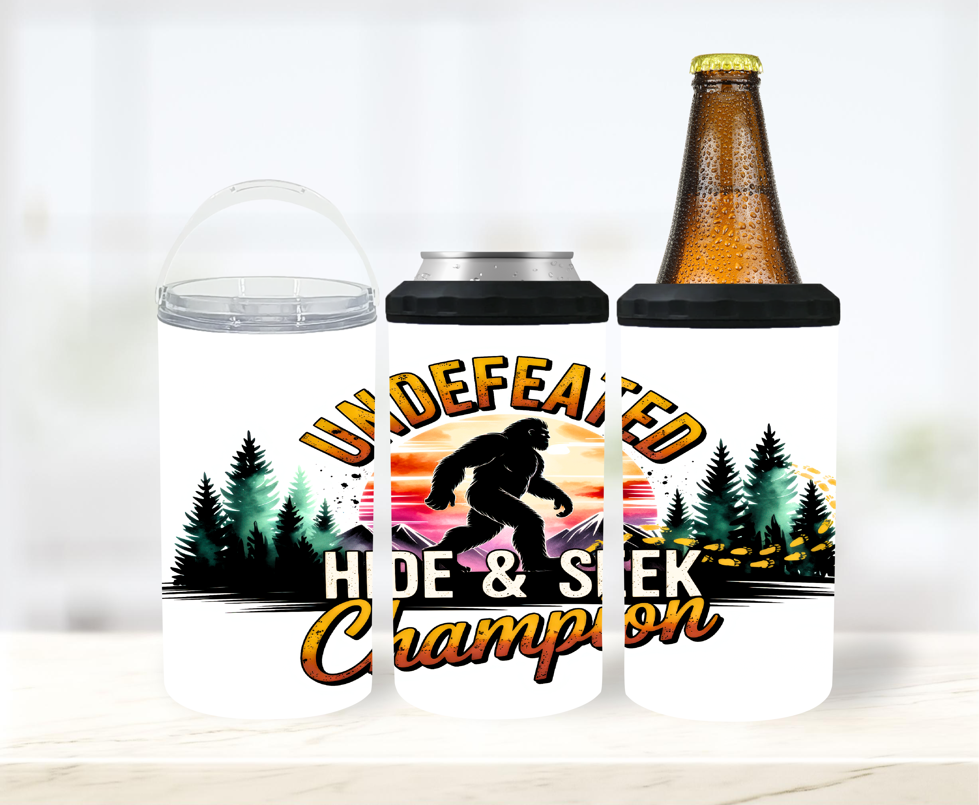 Undefeated Hide & Seek Champion - 12 oz Can Holders & Slap Wrap - Sublimation Transfers