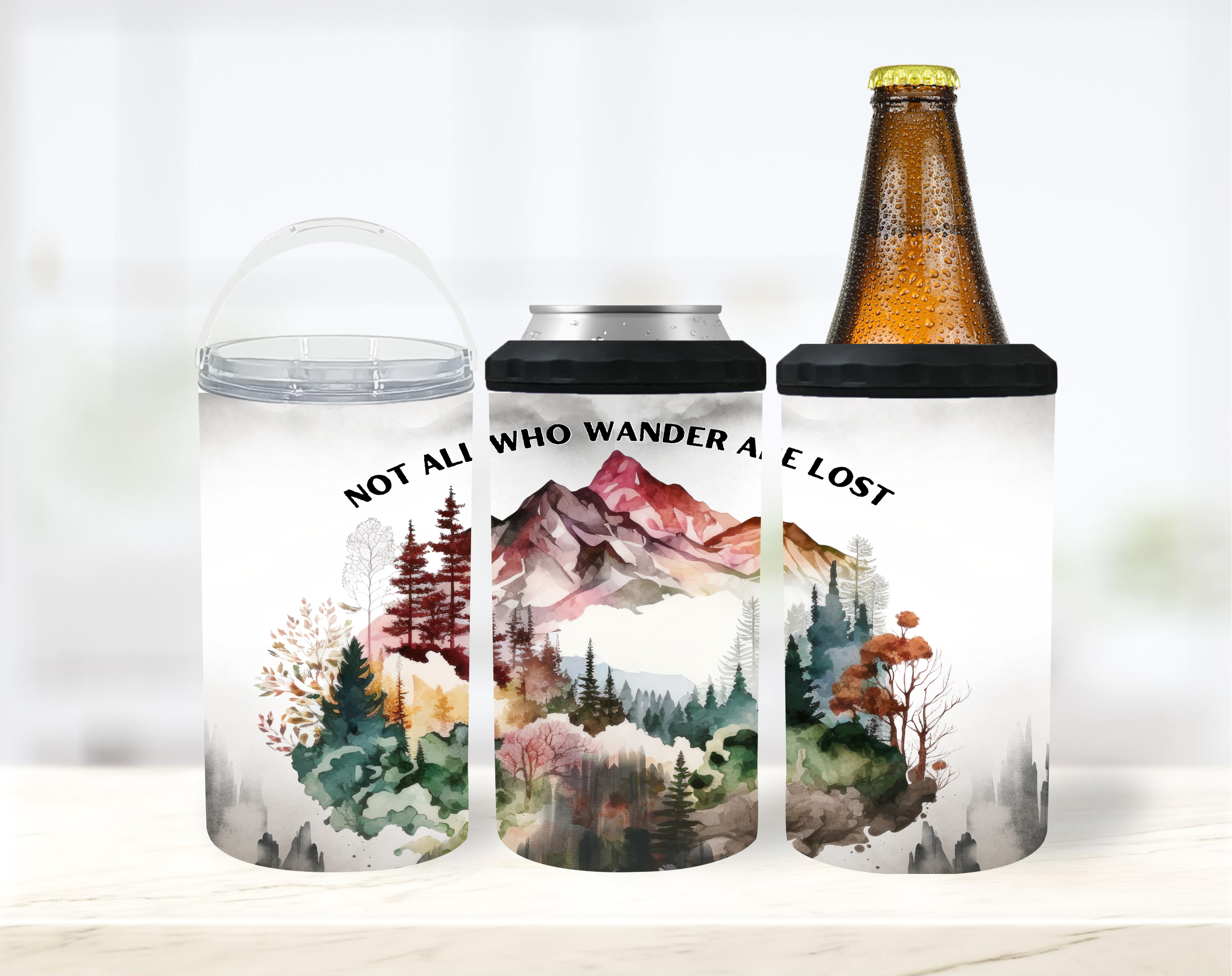 Not All Who Wander Are Lost - 12 oz Can Holders & Slap Wrap - Sublimation Transfers