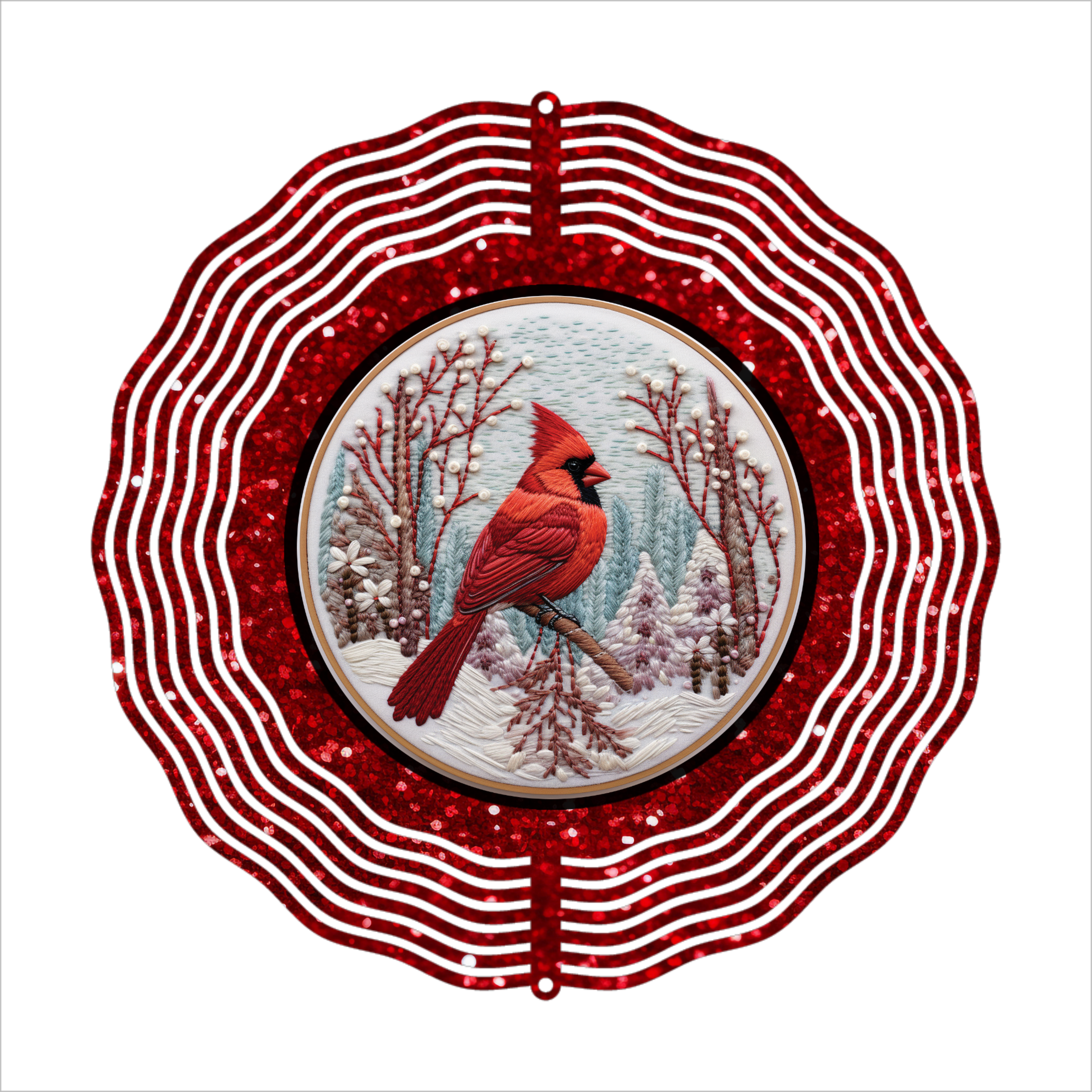 Glitter Cardinal - Wind Spinner - Sublimation Transfer