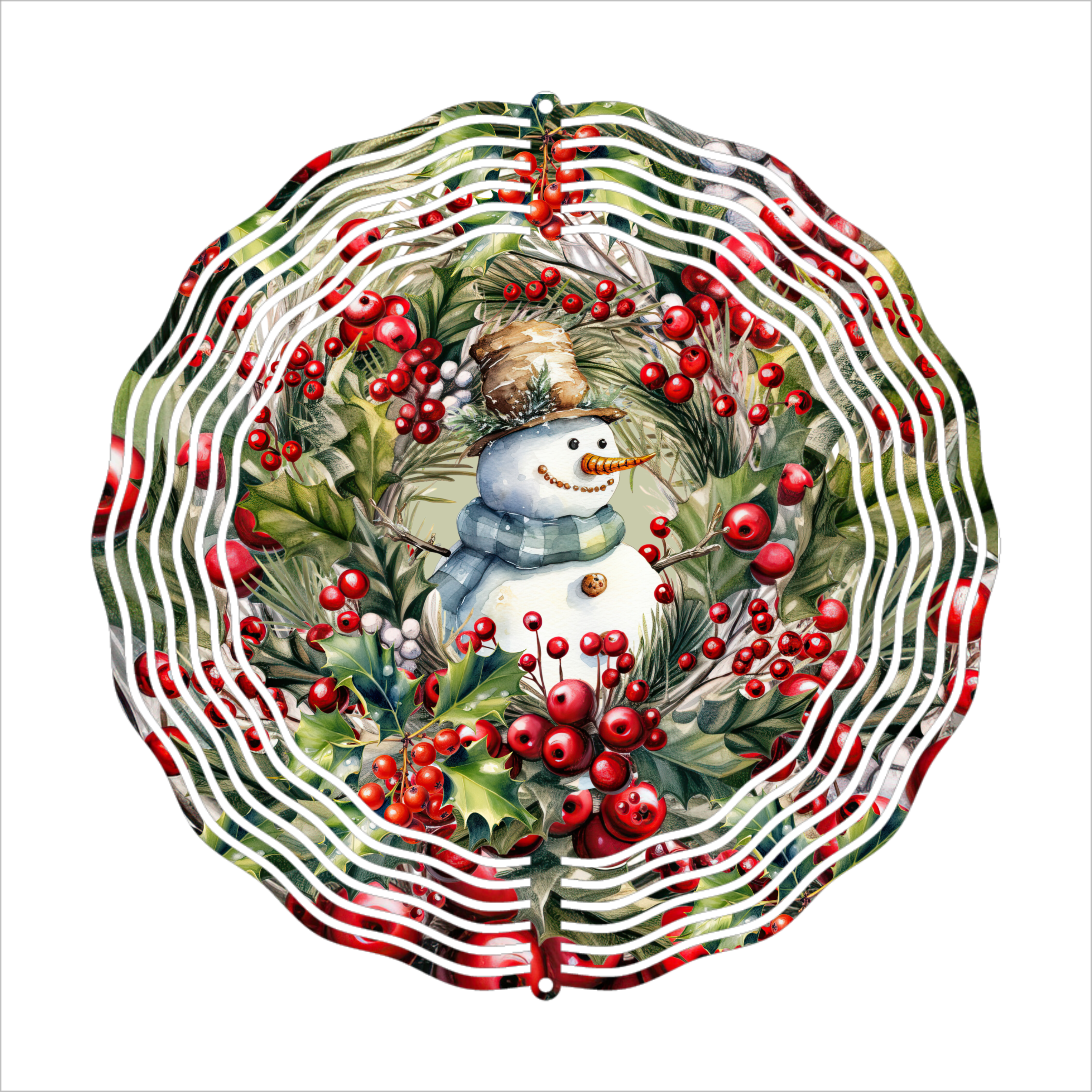 Snowman In Holly - Wind Spinner - Sublimation Transfer