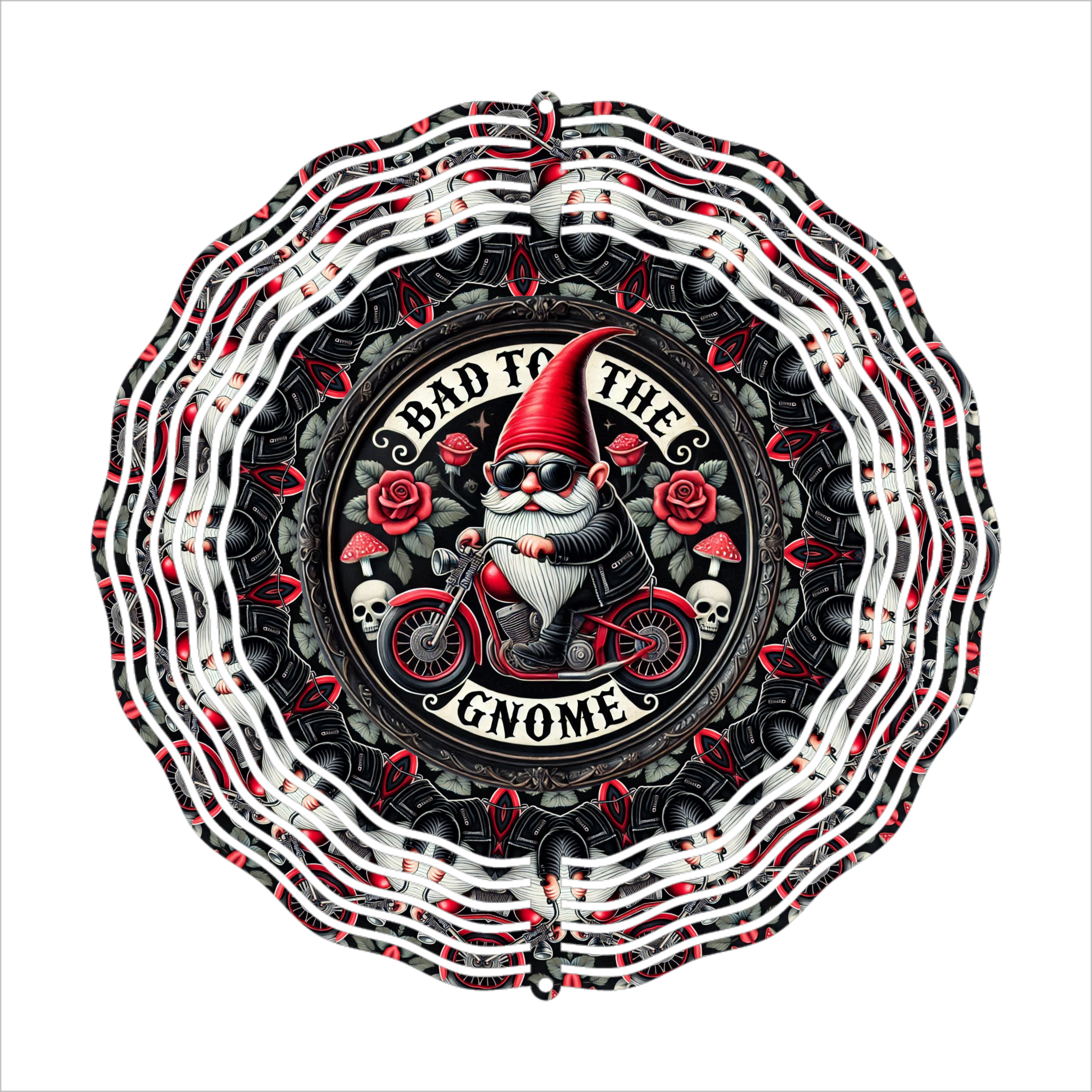 Bad To The Gnome Biker - Wind Spinner - Sublimation Transfer