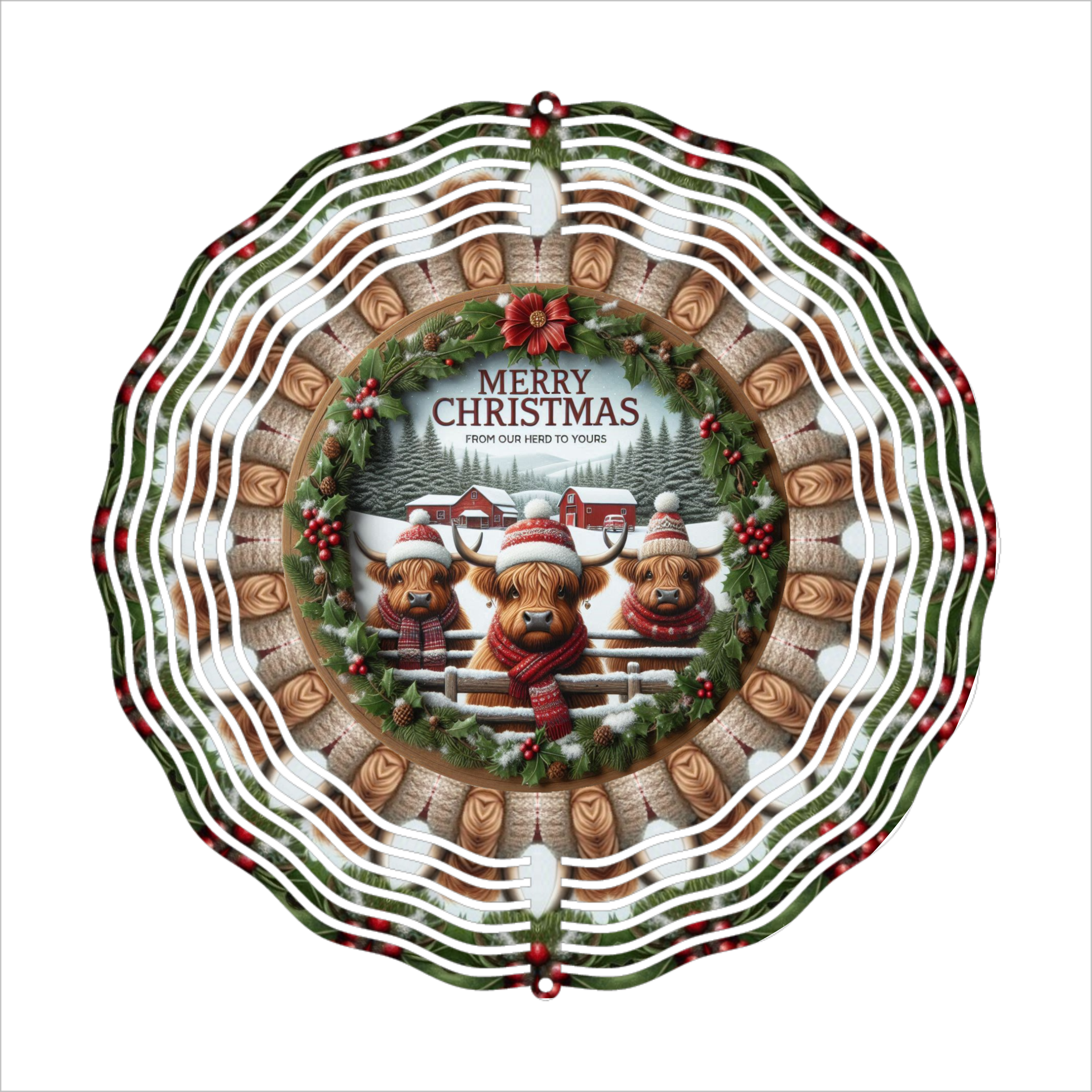 Merry Christmas From Our Herd To Yours - Wind Spinner - Sublimation Transfer