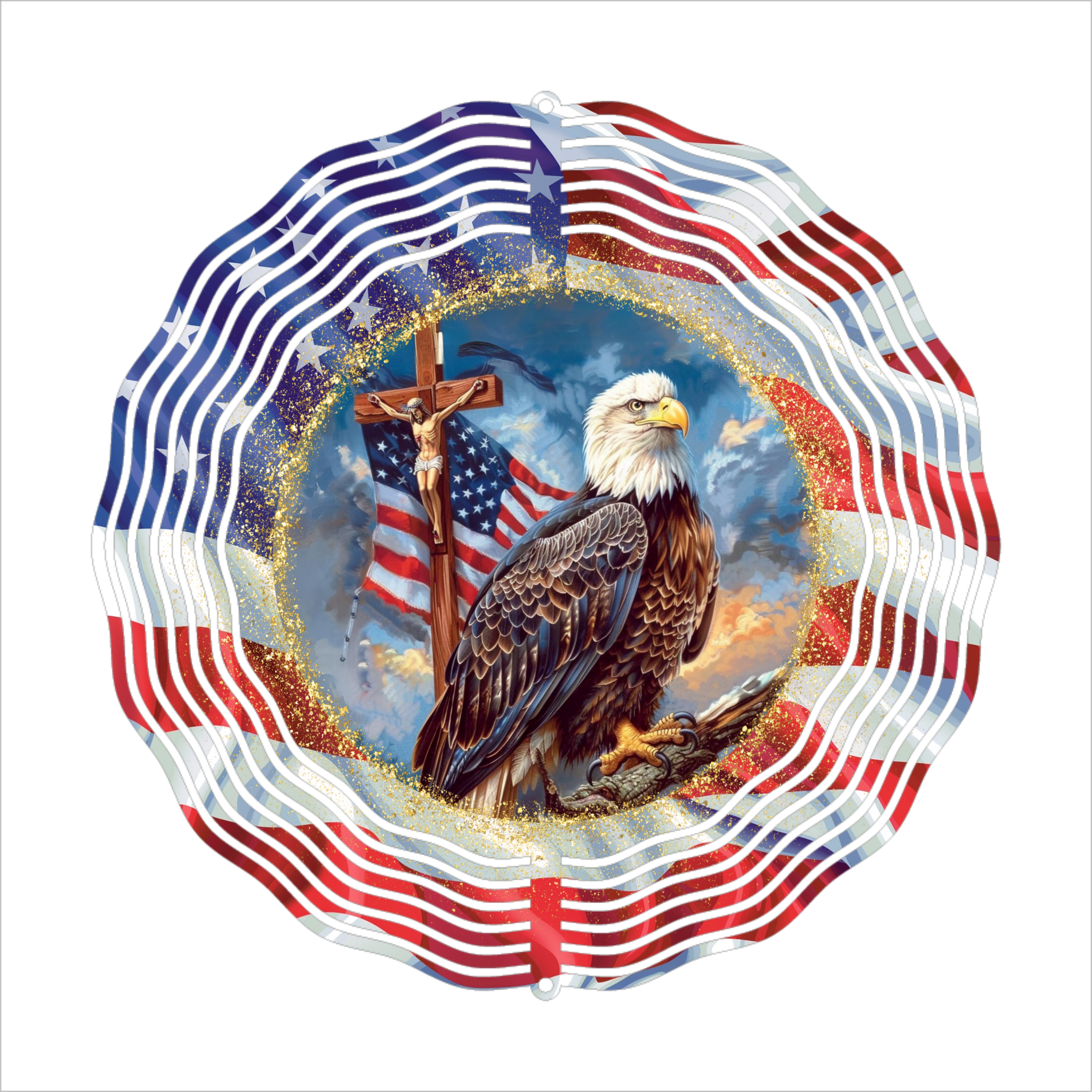 American Eagle & Jesus - Wind Spinner - Sublimation Transfer
