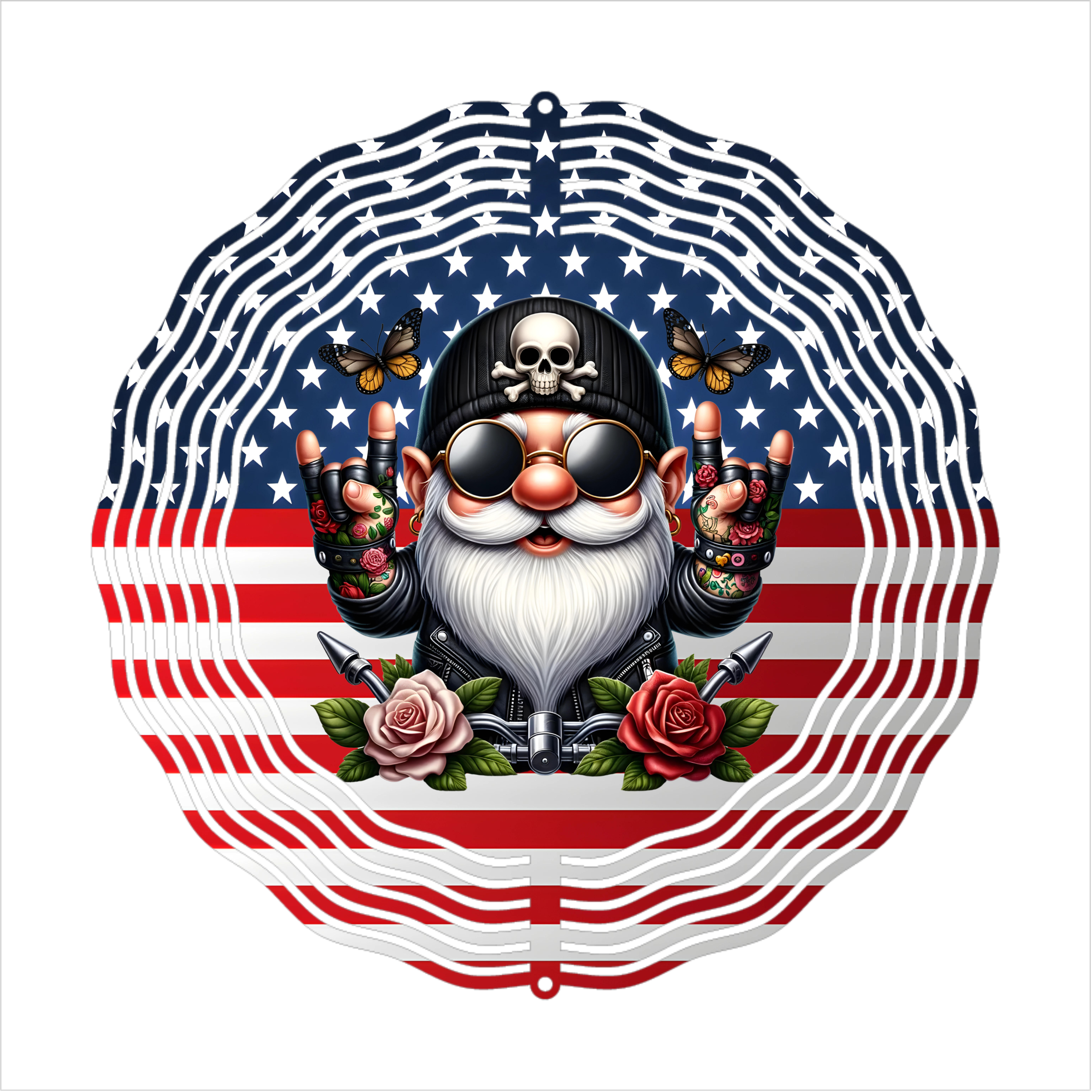 Patriotic Biker - Wind Spinner - Sublimation Transfer