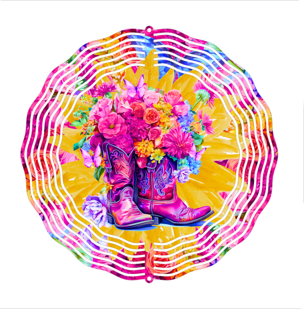 Bright Cowboy Boots - Wind Spinner - Sublimation Transfers