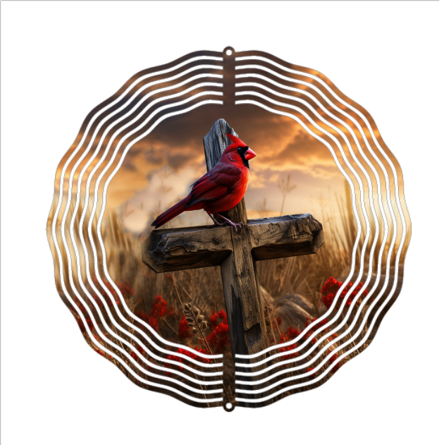 Cardinal on the Cross - Wind Spinner - Sublimation Transfers
