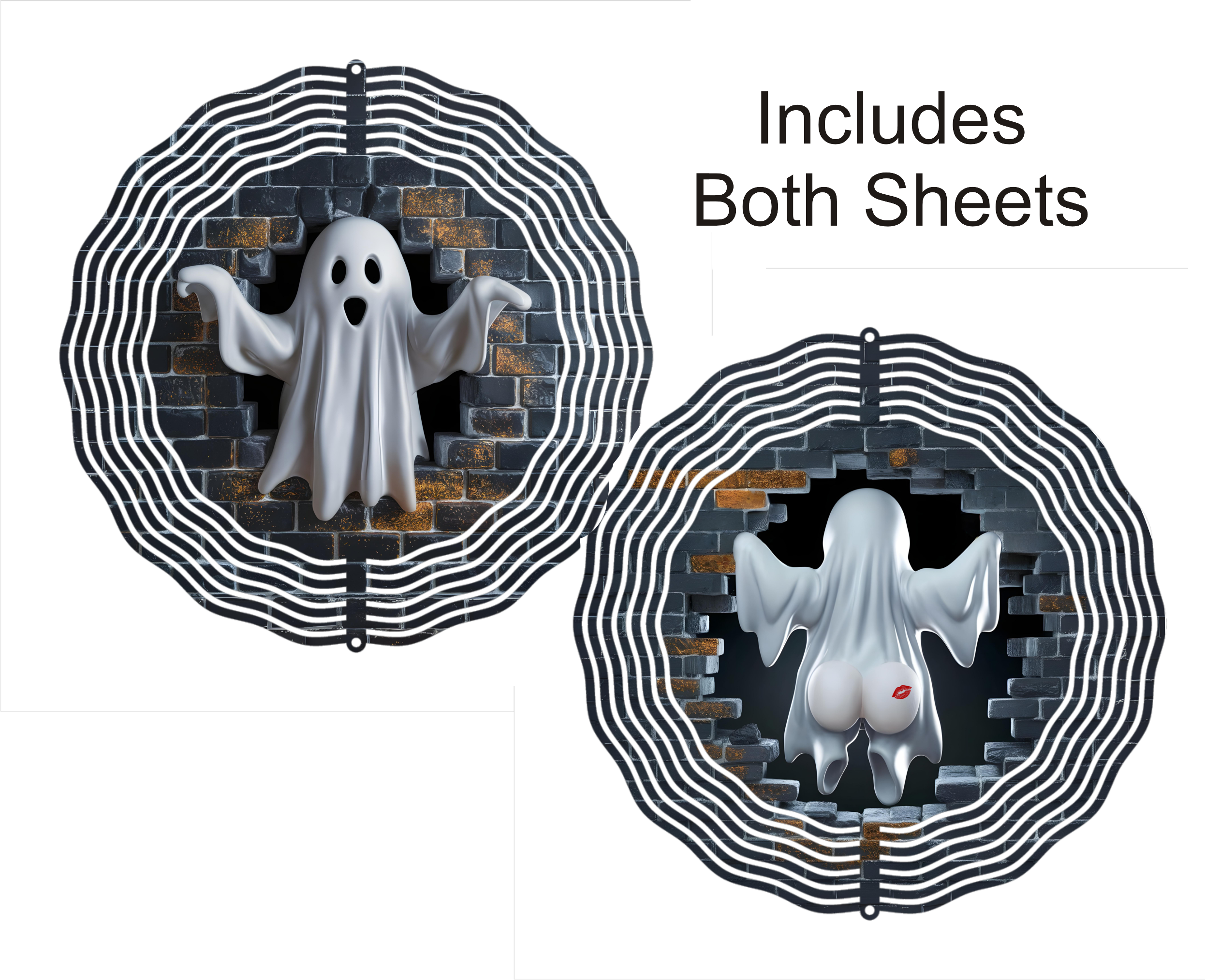2 pc. - Halloween Ghost - Wind Spinner - Sublimation Transfers