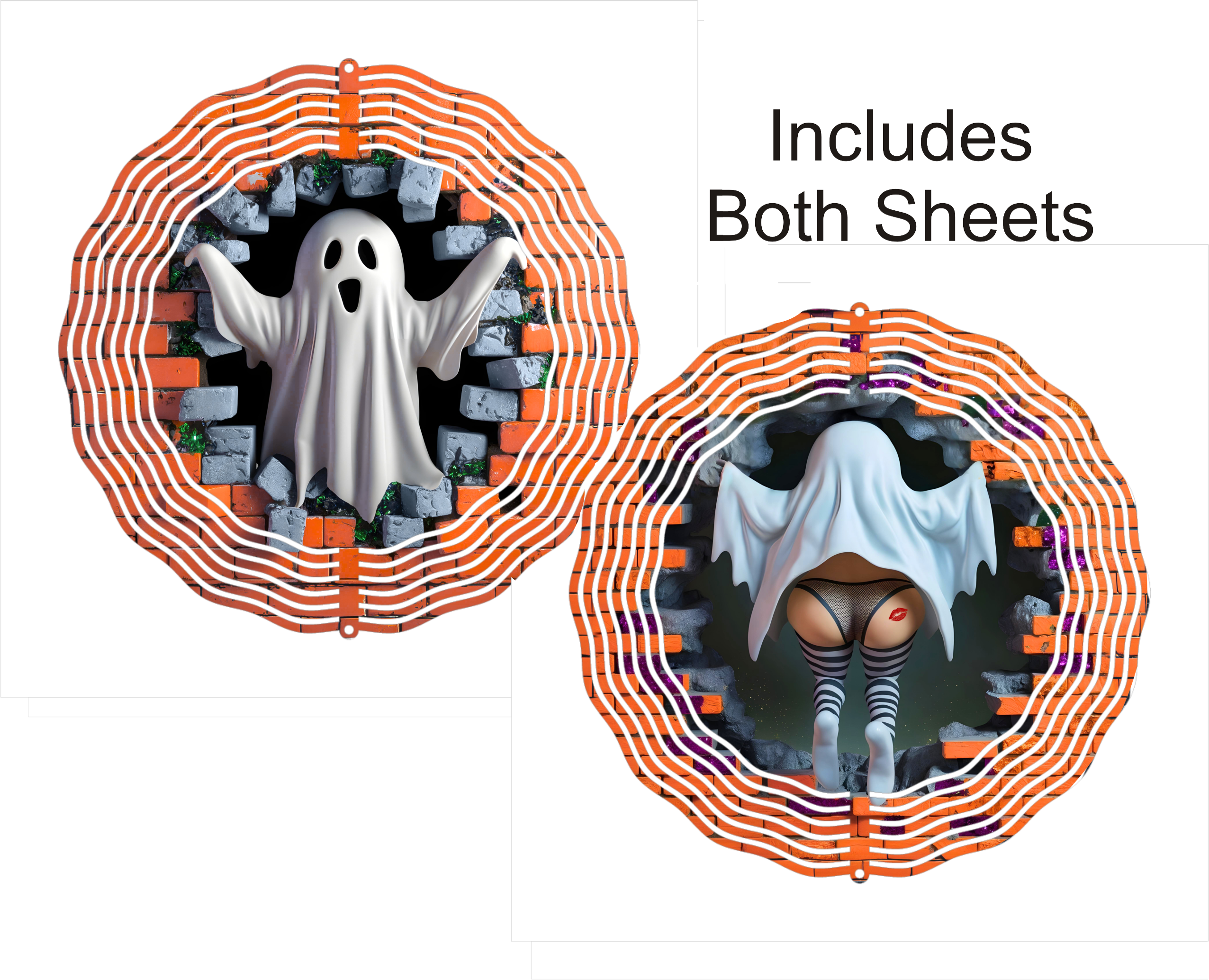 2 pc. - Halloween Ghost - Wind Spinner - Sublimation Transfers