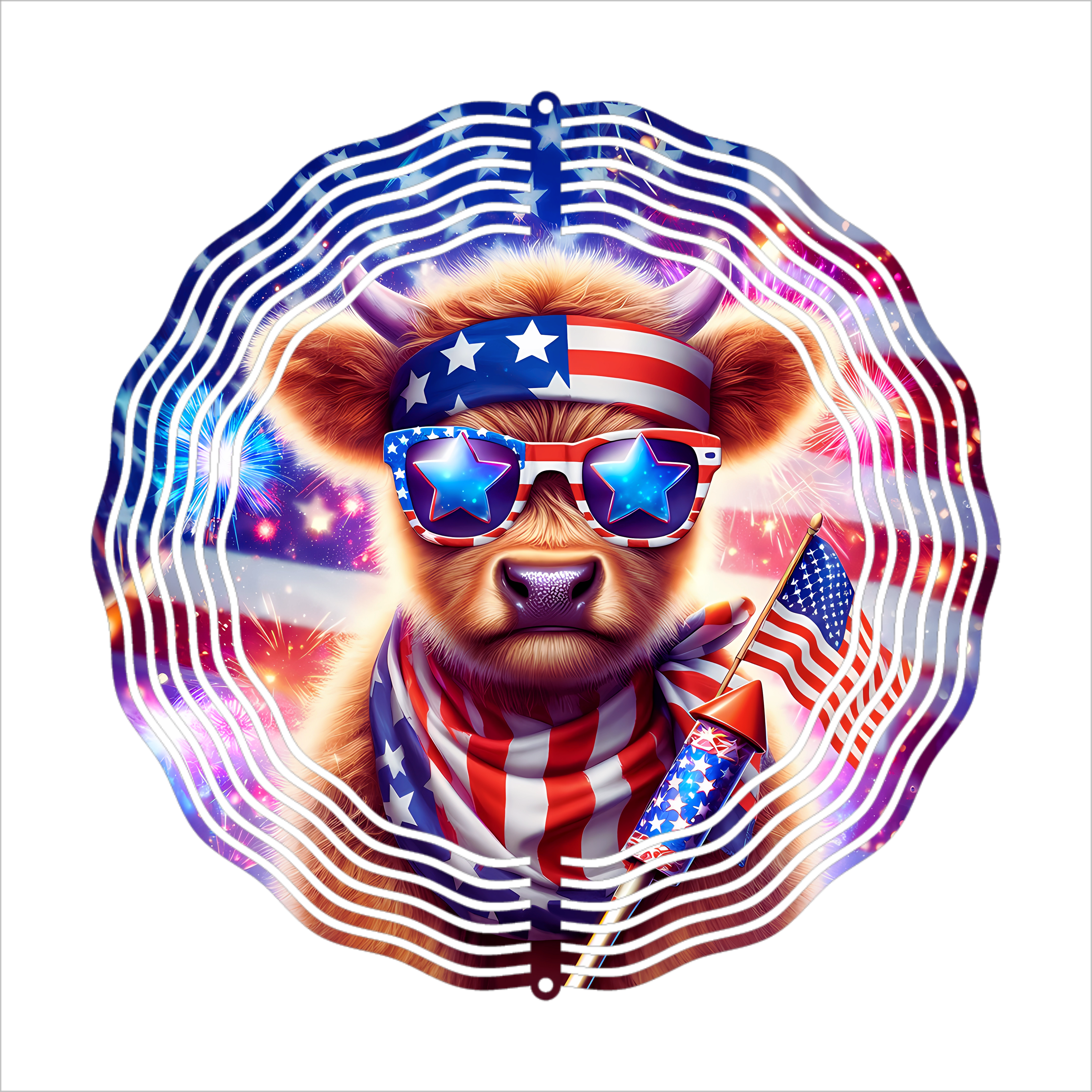 Patriotic Cow - Wind Spinner - Sublimation Transfer