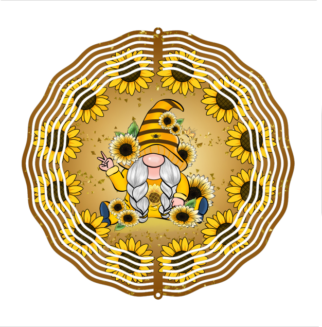 Peace Gnome Sunflowers - Wind Spinner - Sublimation Transfers