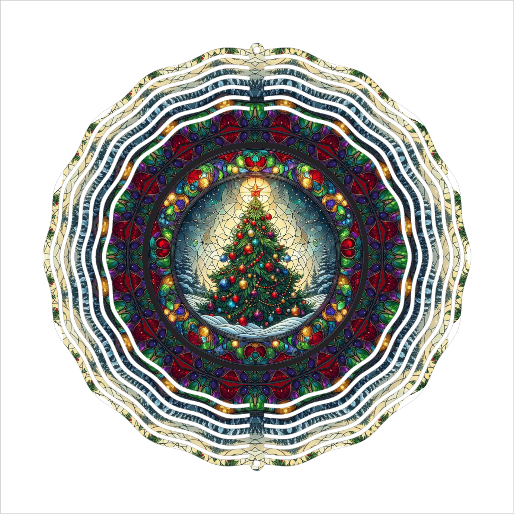 Stained Glass Christmas Tree - Wind Spinner - Sublimation Transfers