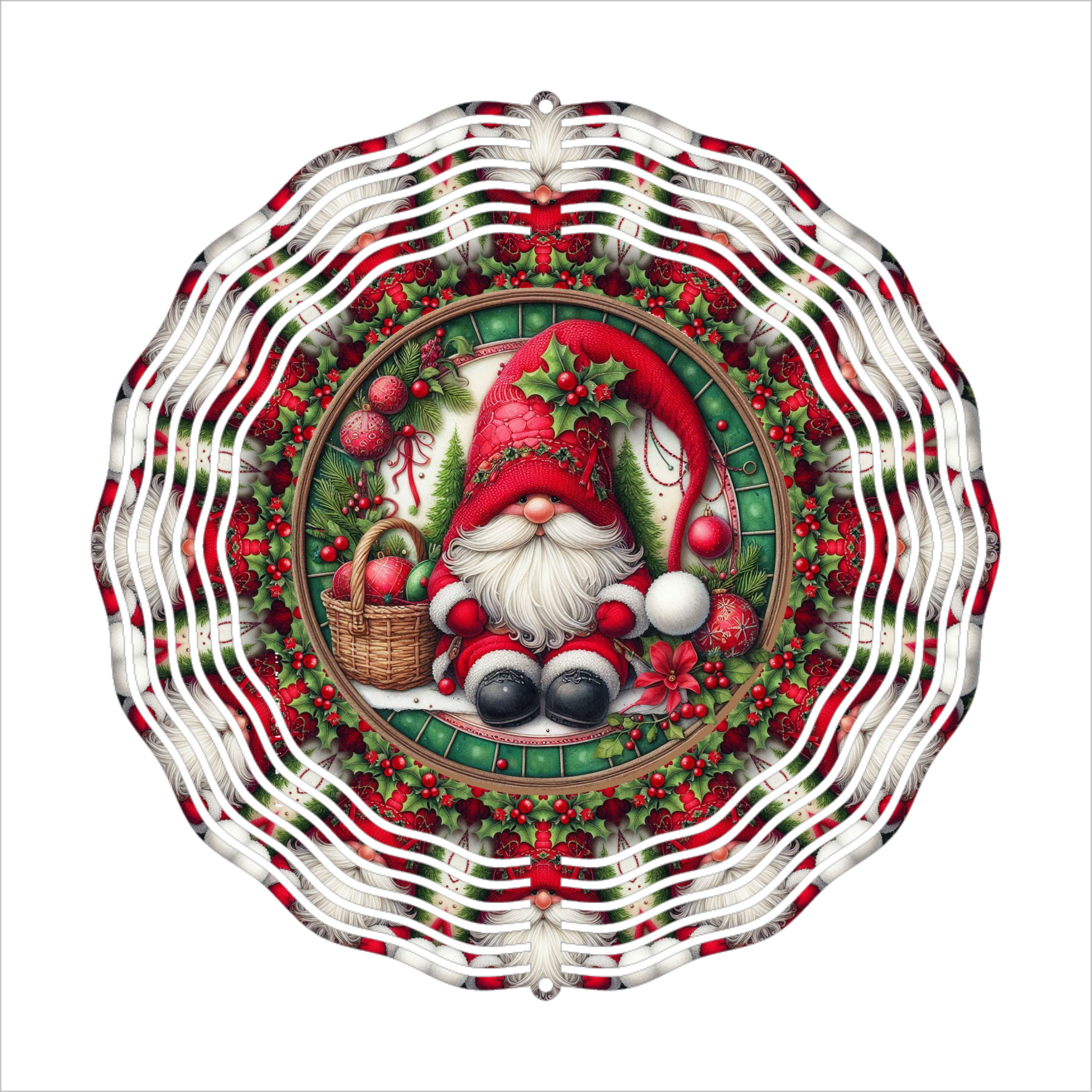 Santa Gnome - Wind Spinner - Sublimation Transfer