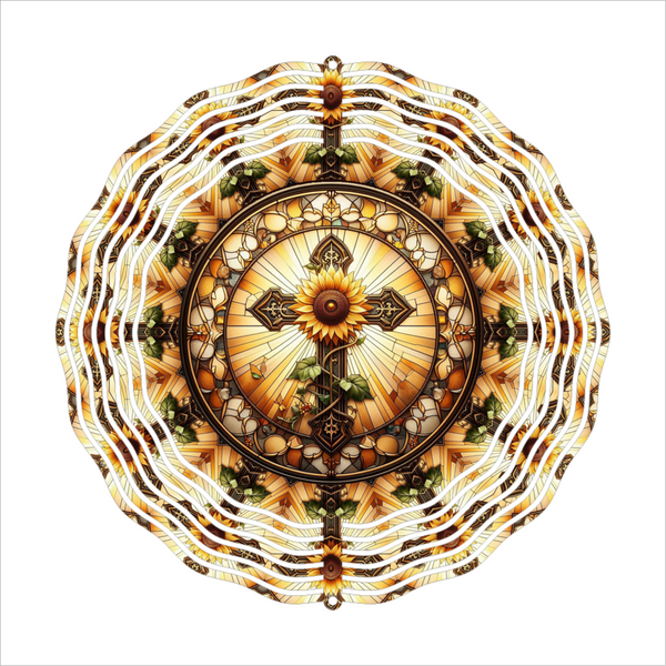 Sunflower & Cross - Wind Spinner - Sublimation Transfer