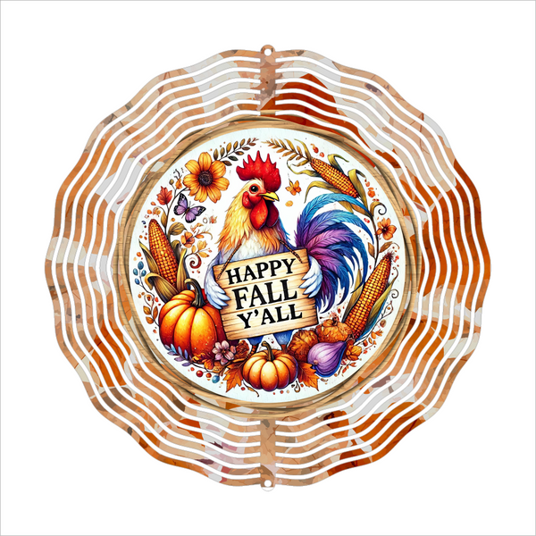 Happy Fall Y'all Rooster - Wind Spinner - Sublimation Transfer