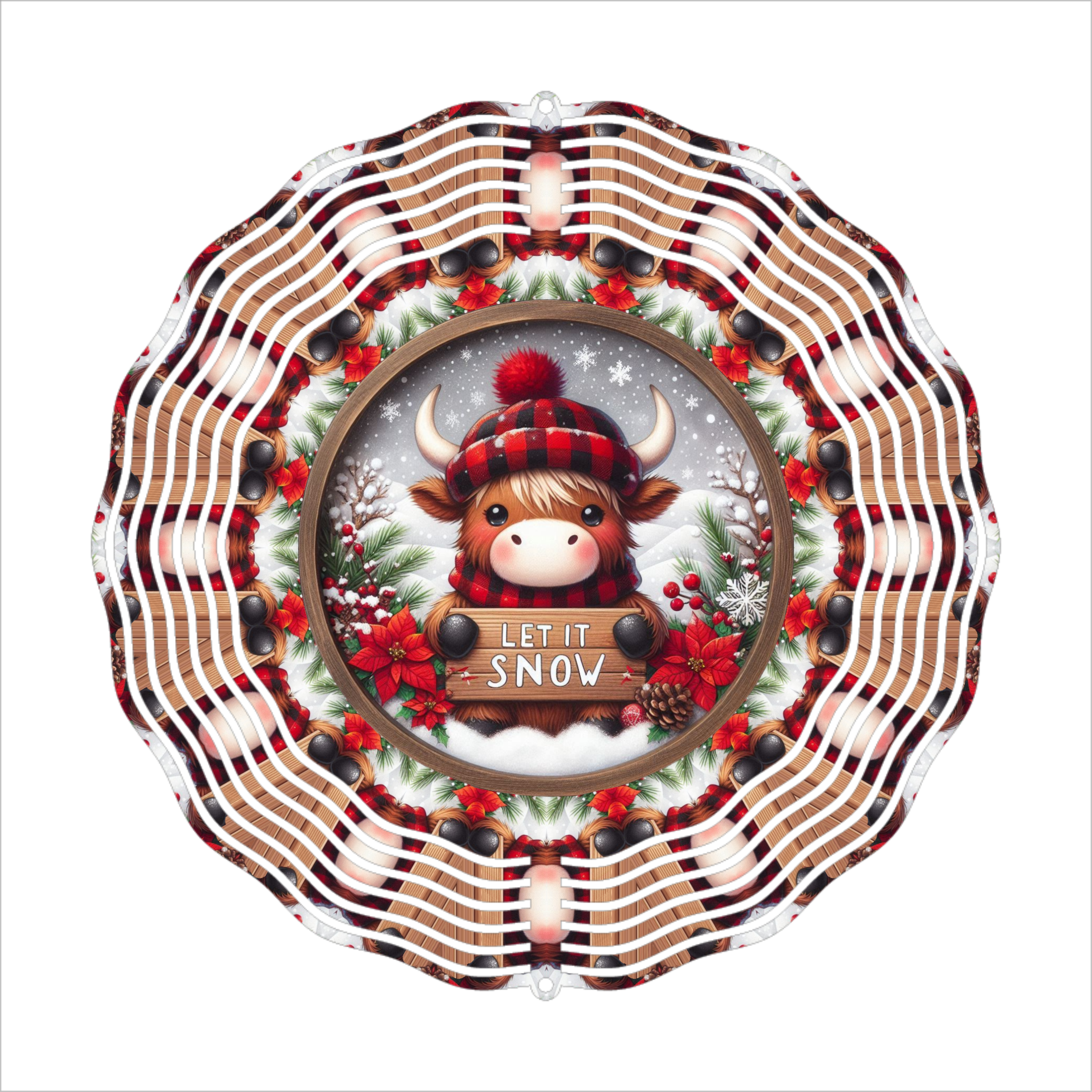 Let It Snow Country Cow - Wind Spinner - Sublimation Transfer