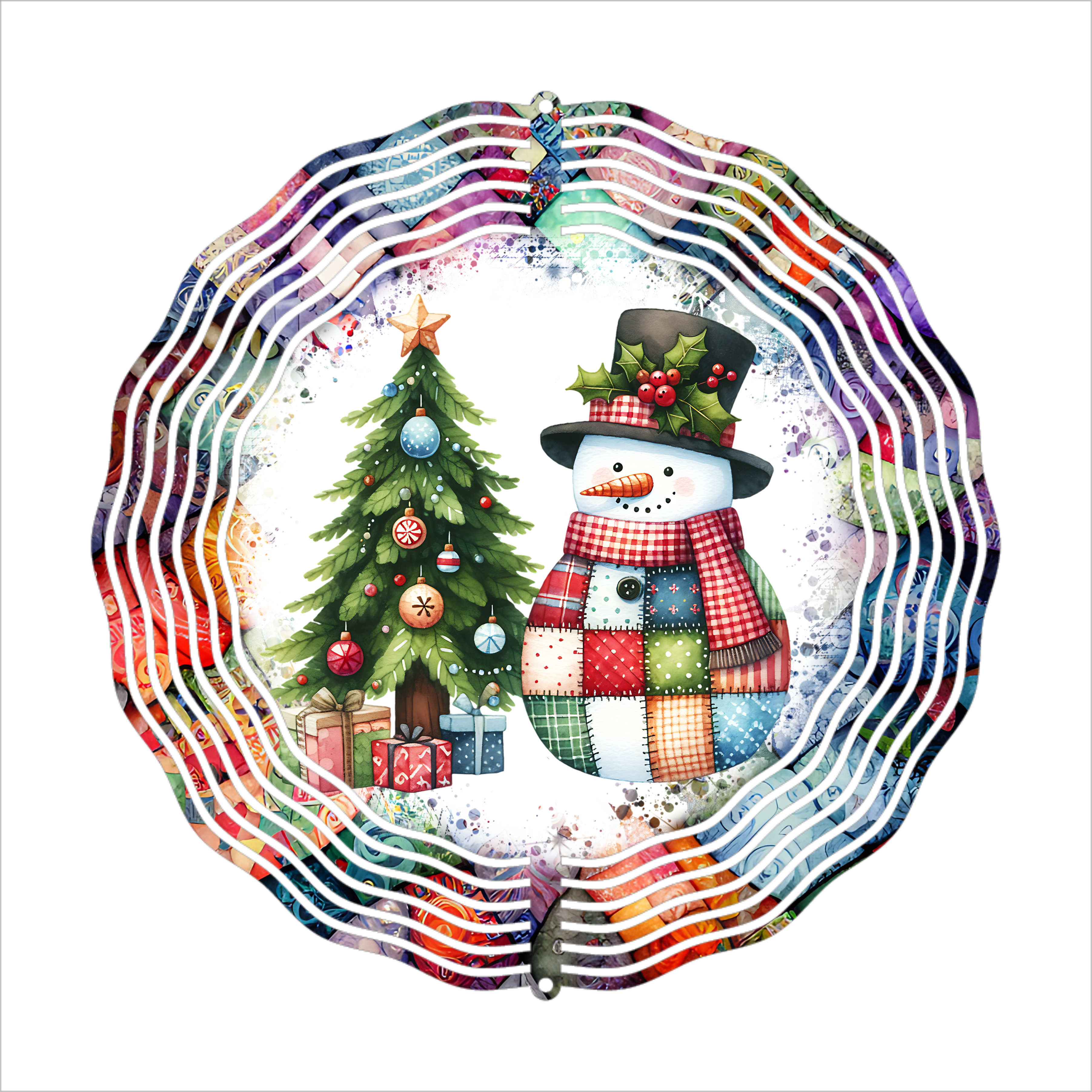 Patchwork Snowman - Wind Spinner - Sublimation Transfer