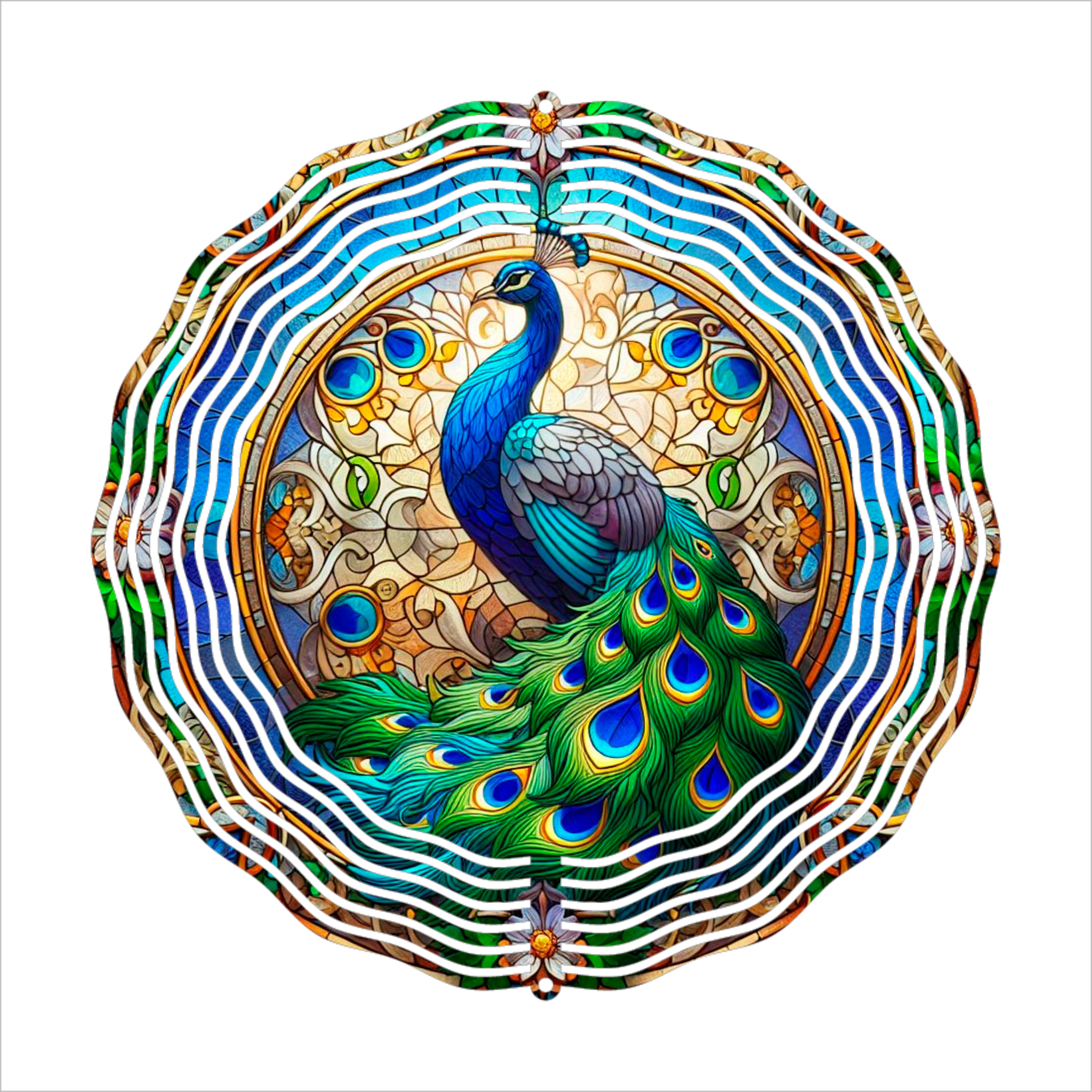 Stained Glass Peacock - Wind Spinner - Sublimation Transfers