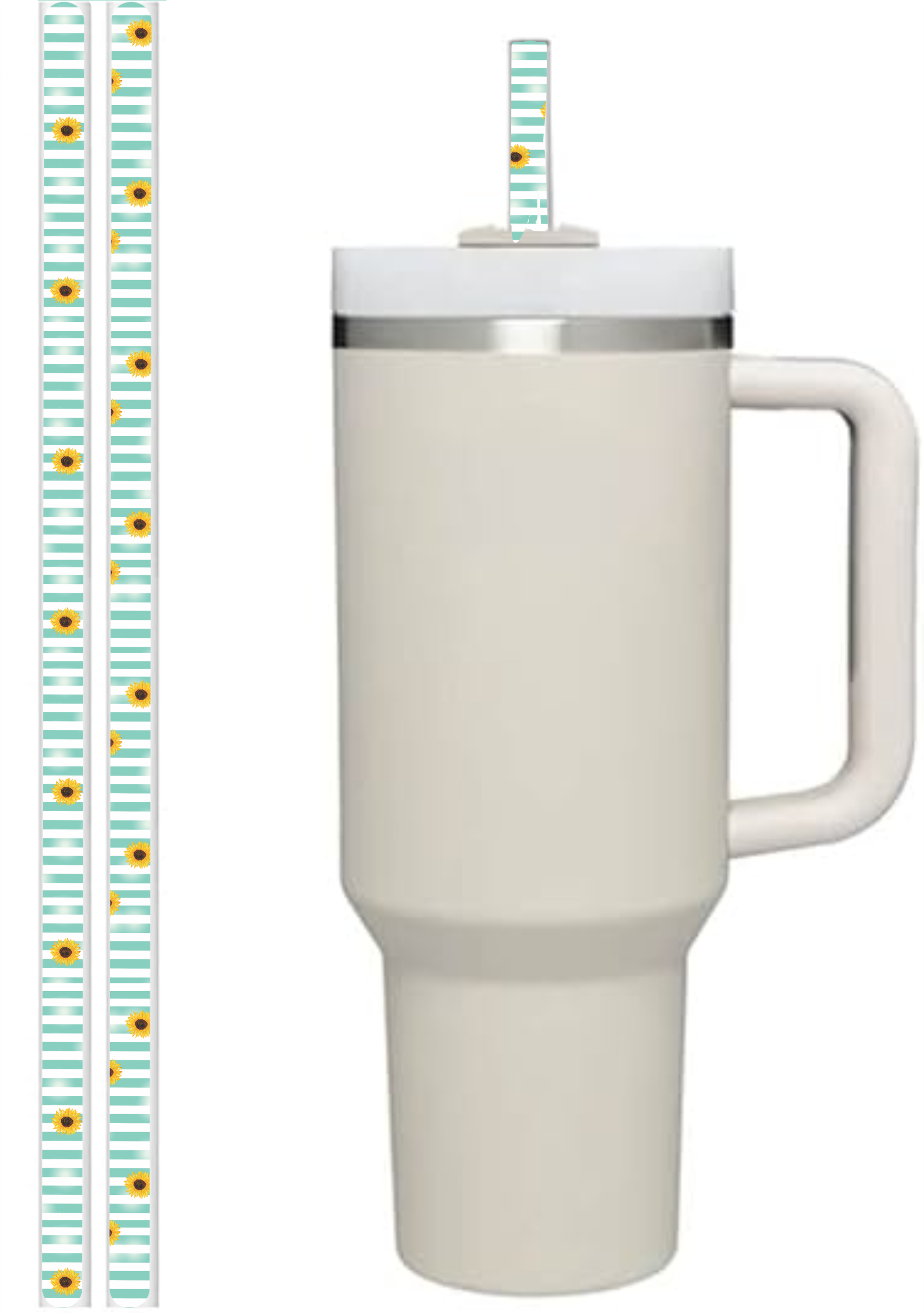 Aqua Stripes & Sunflowers - Sublimation Transfers