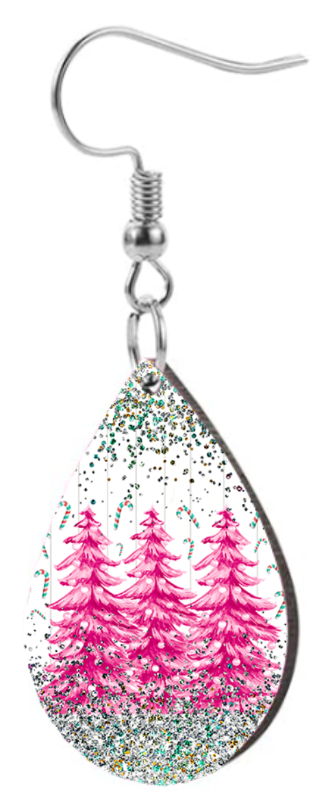 Pink Christmas Trees - Teardrop Template Transfer