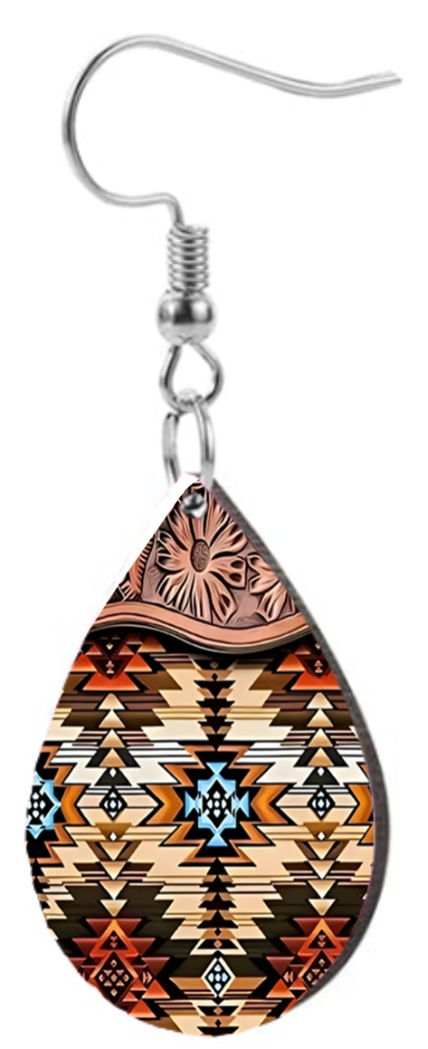 Western Aztec Tooled Leather - Teardrop Template Transfer