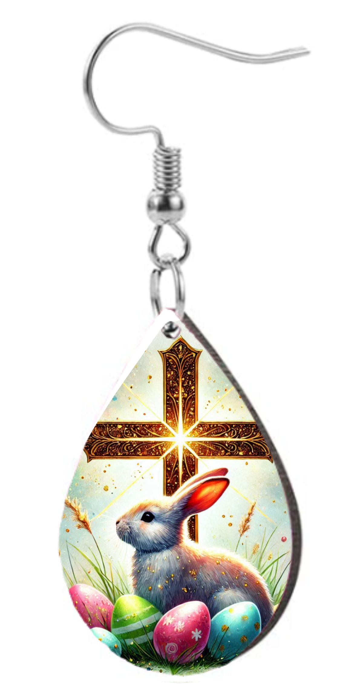 Easter Bunny & Glowing Cross  - Teardrop Template Transfer