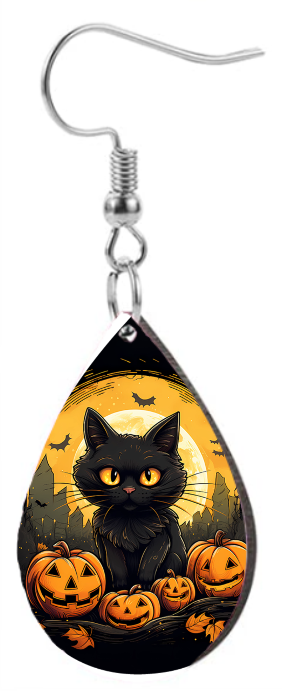 Halloween Black Cat - Teardrop Template Transfer