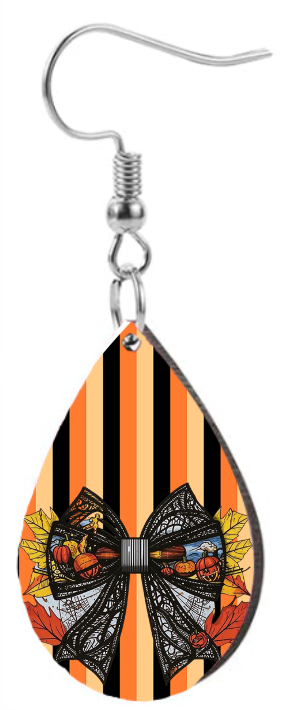 Halloween Bow On Stripes - Teardrop Template Transfer