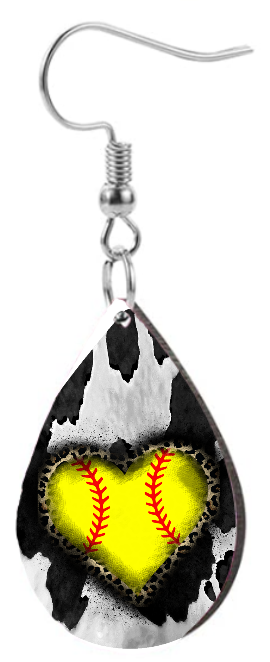 Cow Print Softball - Teardrop Template Transfer