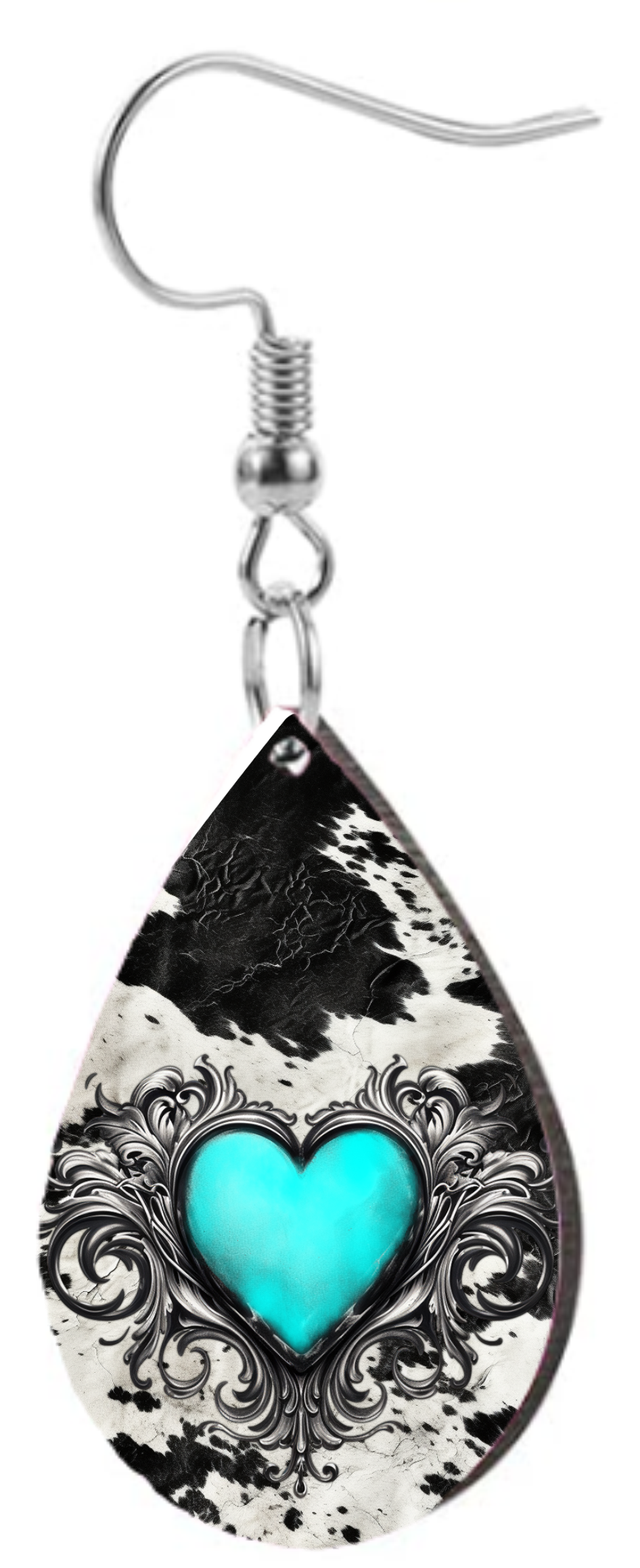 Western Cow & Turquoise - Teardrop Template Transfer