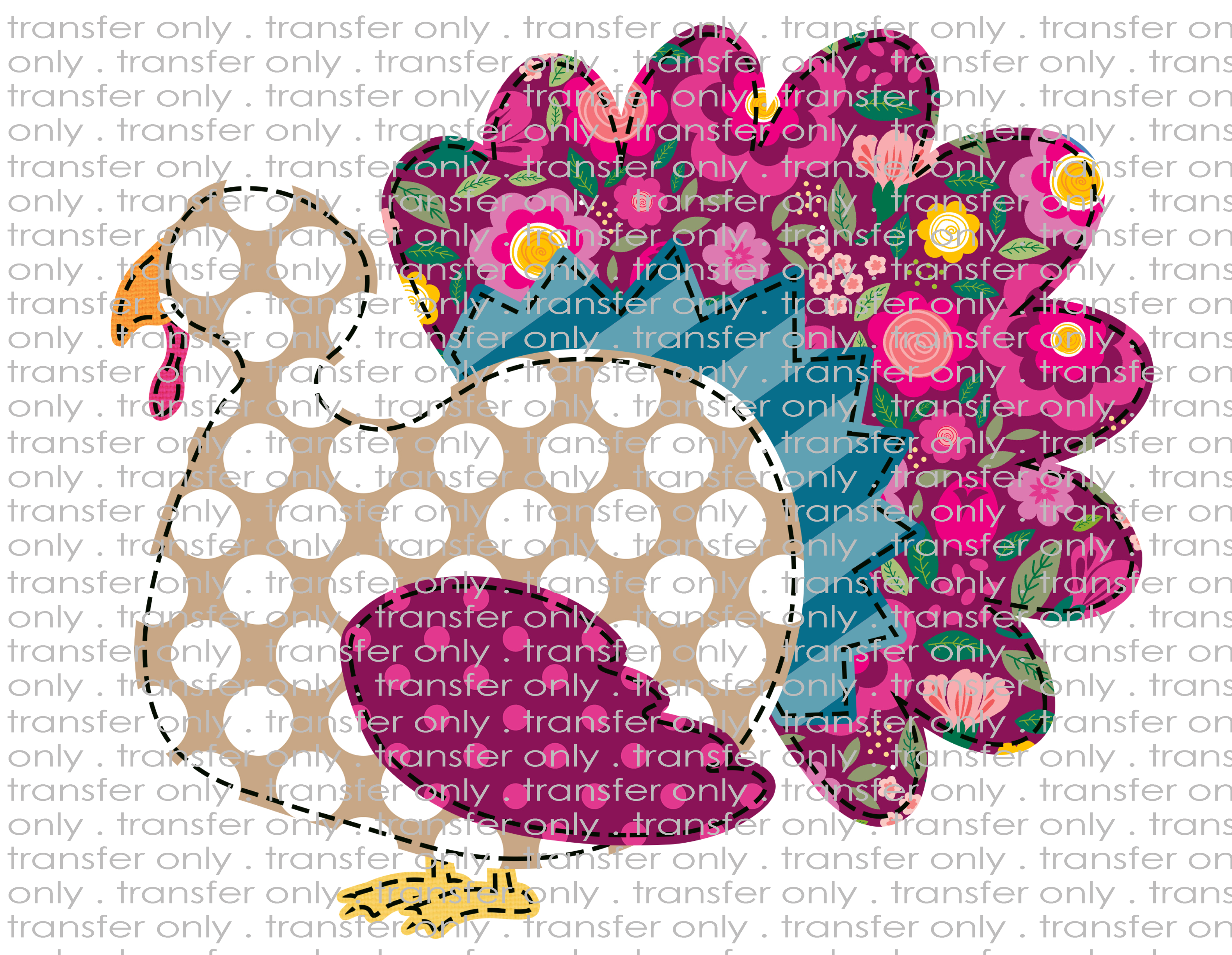 Patch Turkey Faux Applique - Waterslide, Sublimation Transfers