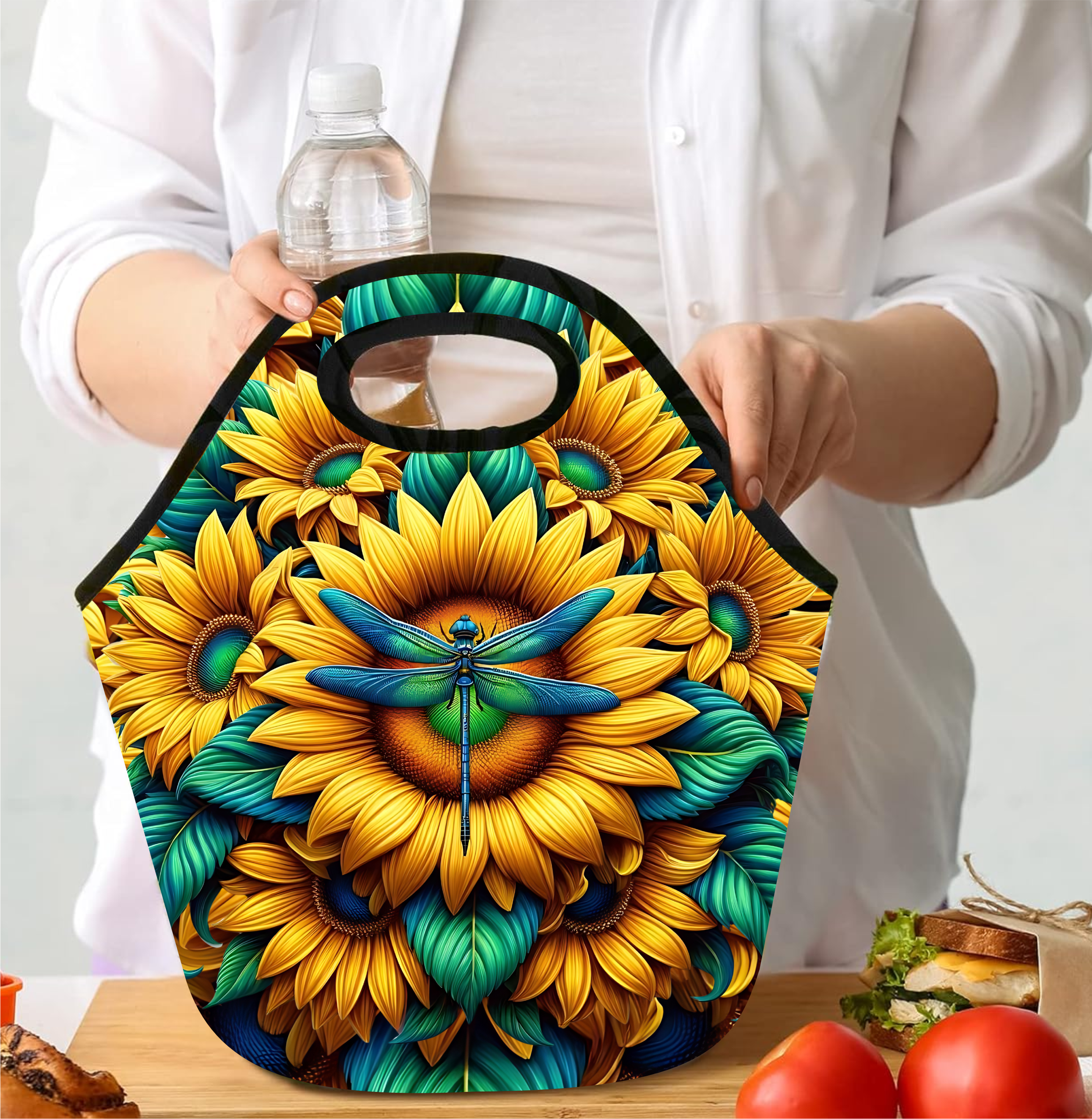 Dragonfly & Sunflowers - Lunch Tote - Sublimation Transfer