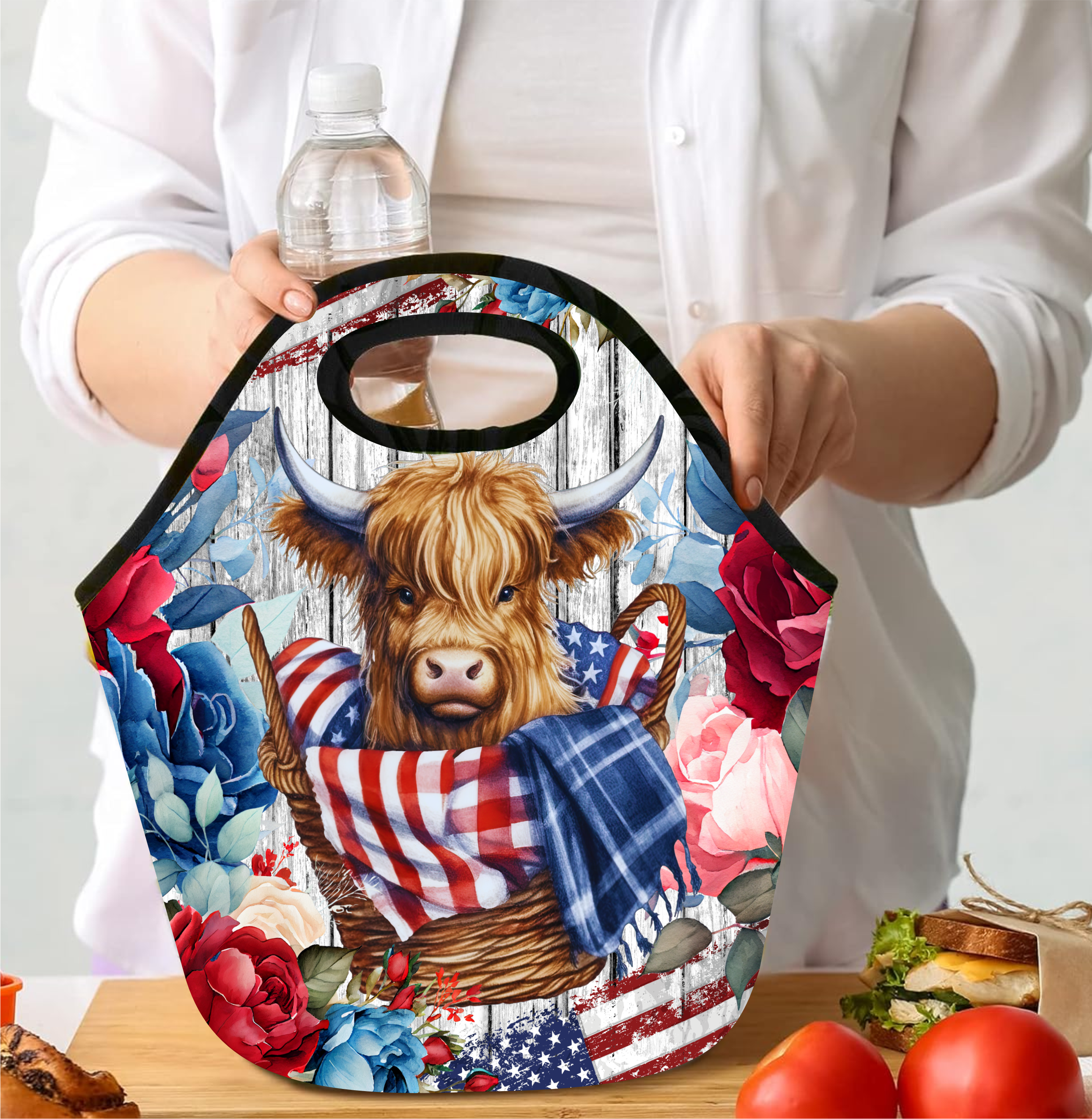 Patriotic Cow - Lunch Tote - Sublimation Transfer