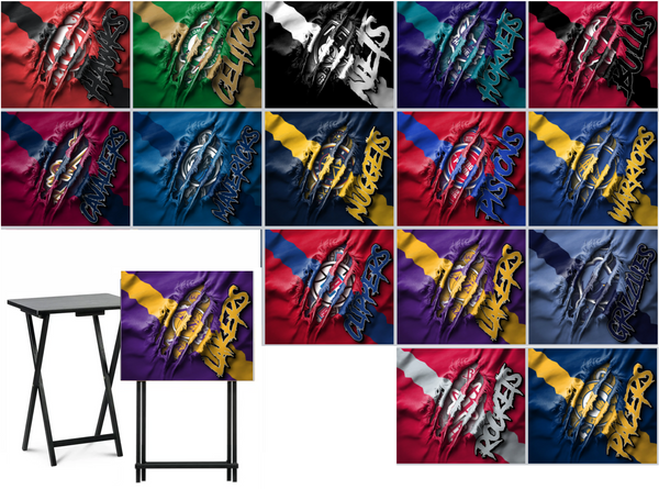 Basketball - Choose Team (Set 1) - Ripped Fabric Effect - Tray Table Wrap