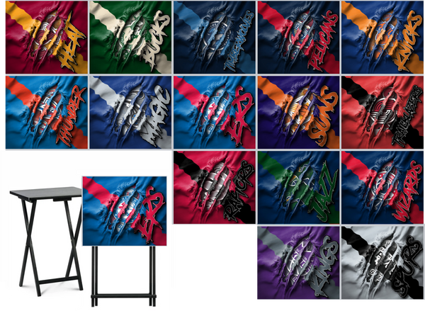 Basketball - Choose Team (Set 2) - Ripped Fabric Effect - Tray Table Wrap