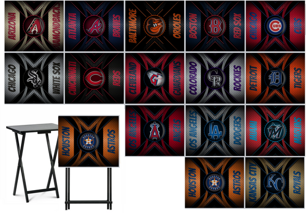 Baseball - Choose Team (Set 1) - Metal Grate Effect  - Tray Table Wrap