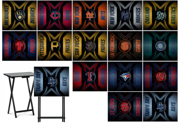 Baseball - Choose Team (Set 2) - Metal Grate Effect - Tray Table Wrap