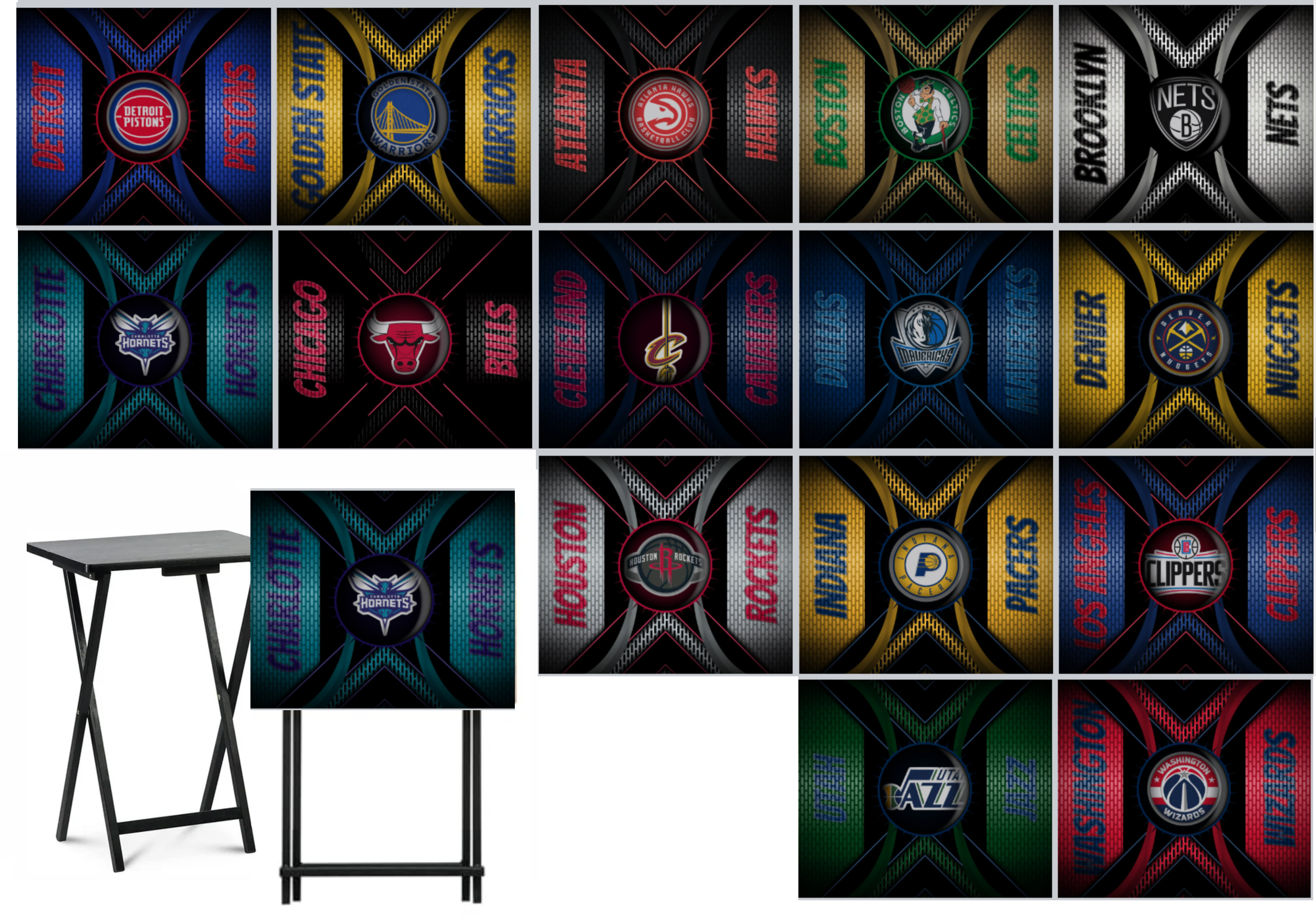 Basketball - Choose Team (Set 2) - Metal Grate Effect - Tray Table Wrap - Permanent