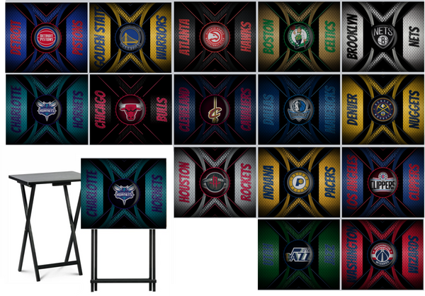 Basketball - Choose Team (Set 2) - Metal Grate Effect - Tray Table Wrap