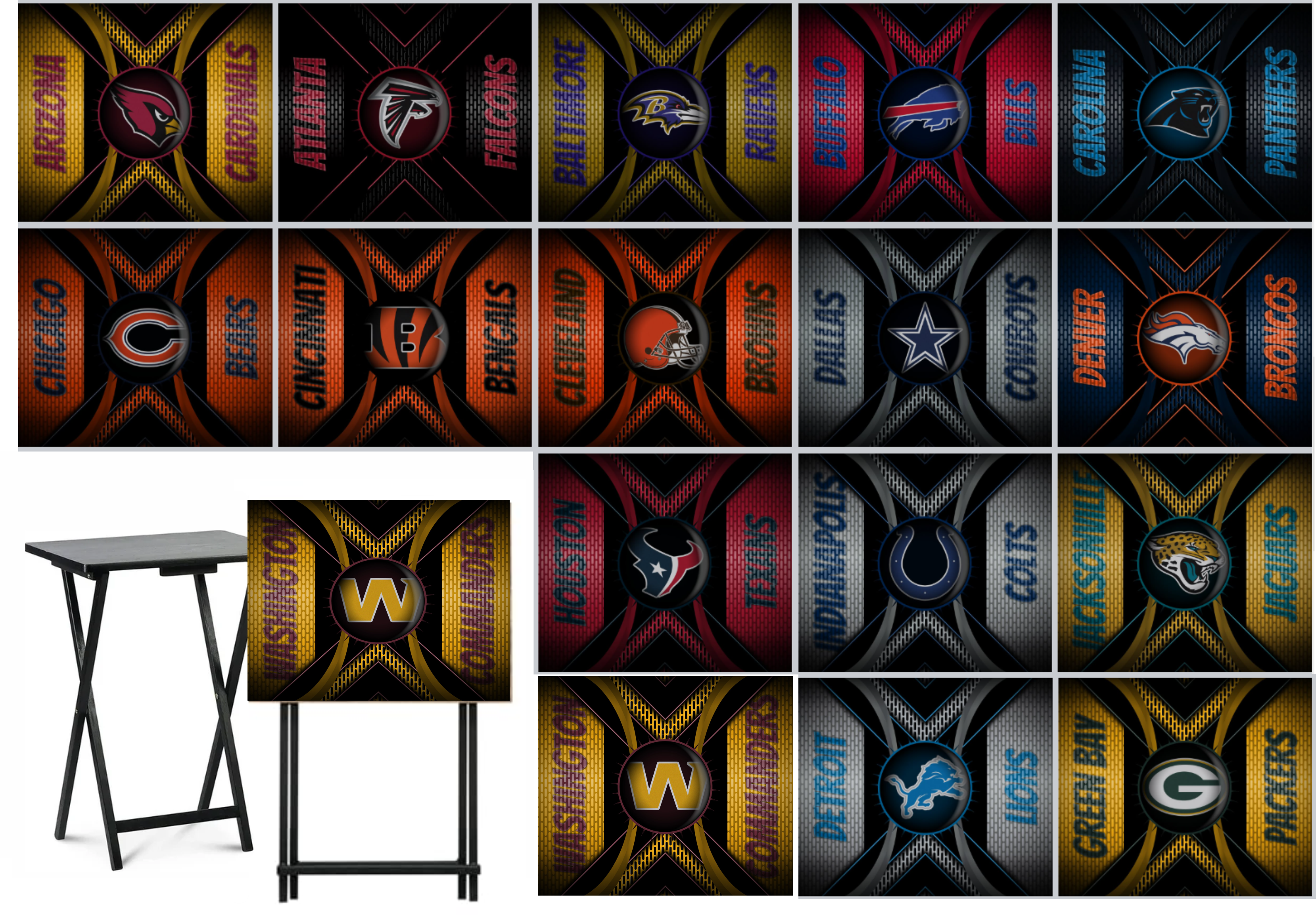 Football - Choose Team (Set 1) - Metal Grate Effect - Tray Table Wrap - Permanent