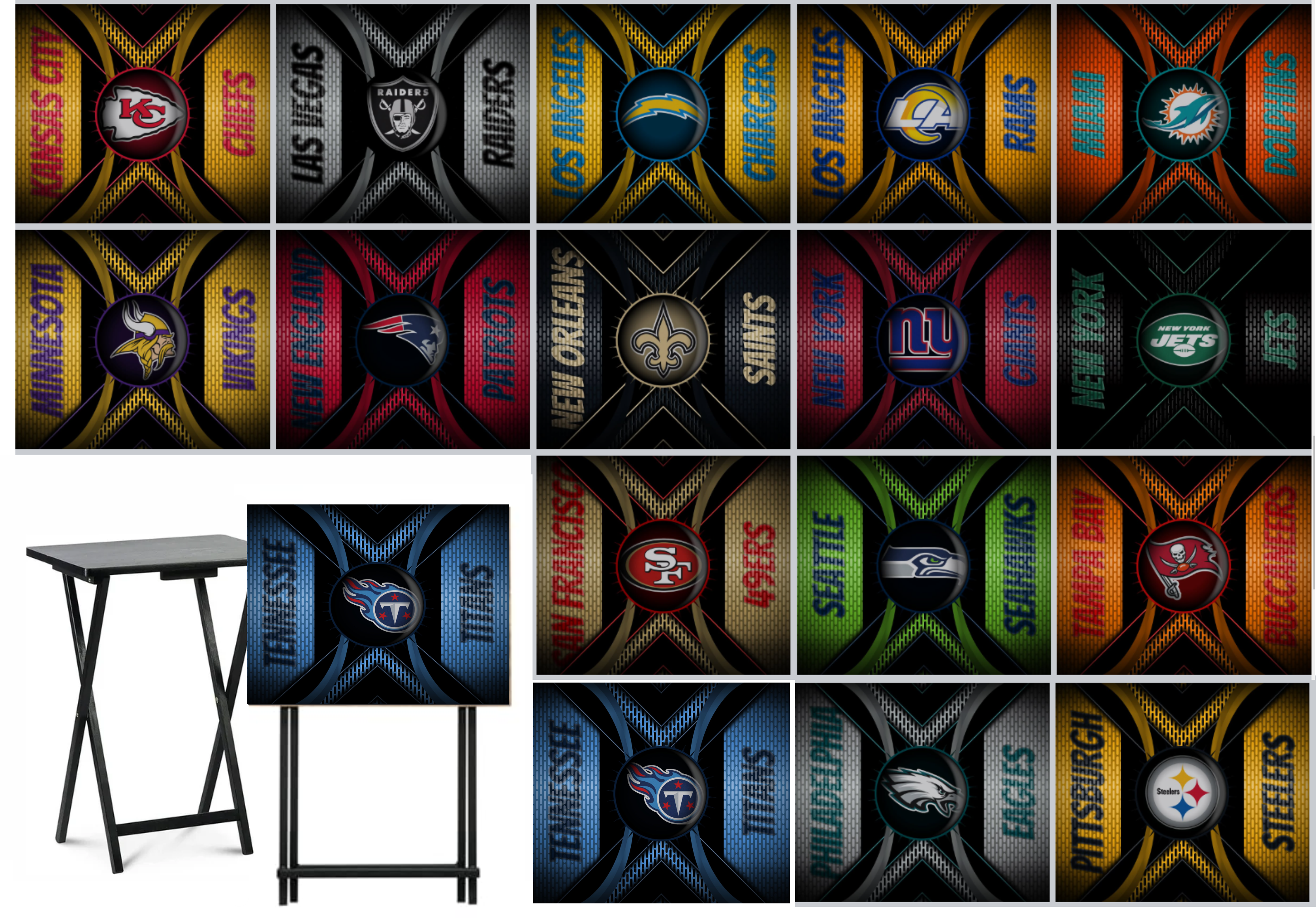 Football - Choose Team (Set 2) - Metal Grate Effect - Tray Table Wrap - Permanent